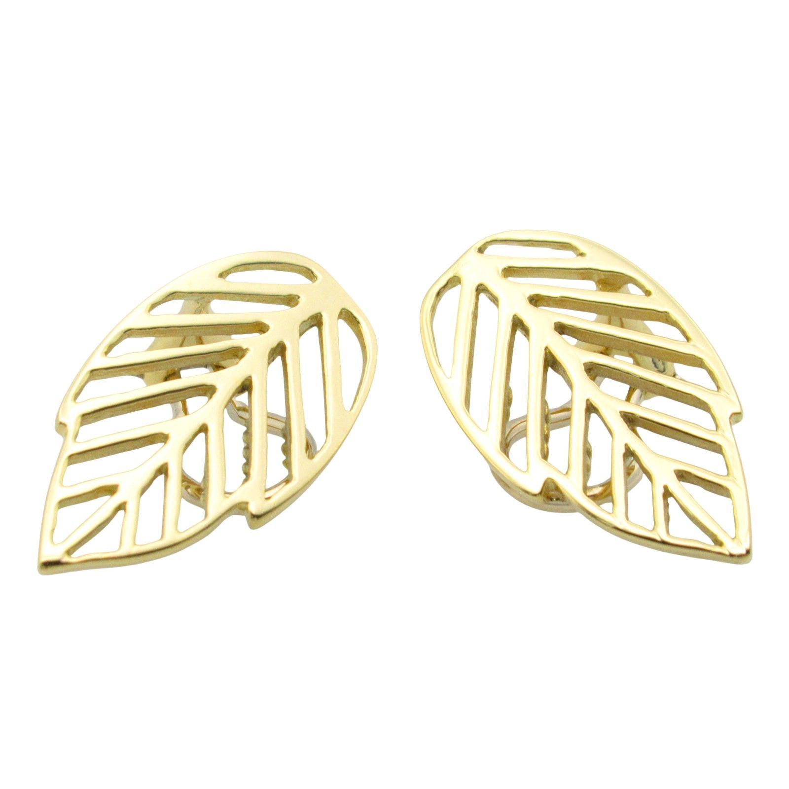 Tiffany Co Leaf Earrings K18 (Yellow Gold) Gold