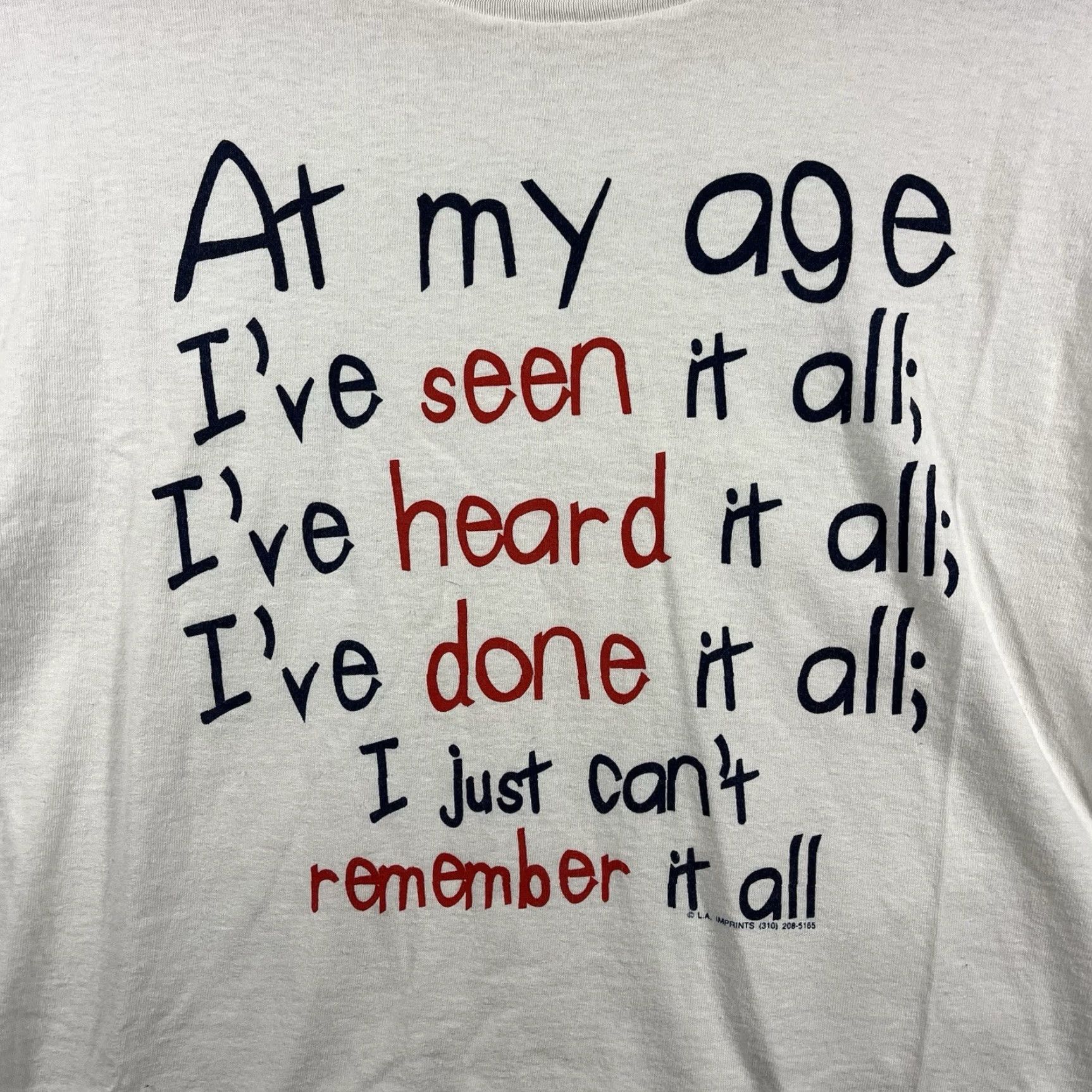 Delta VINTAGE 90s LA Imprints Saying Comedy Funny T-Shirt Delta Men M White Short Sleeve Regular Size Medium Parody Size US M / EU 48-50 / 2 - 2 Thumbnail