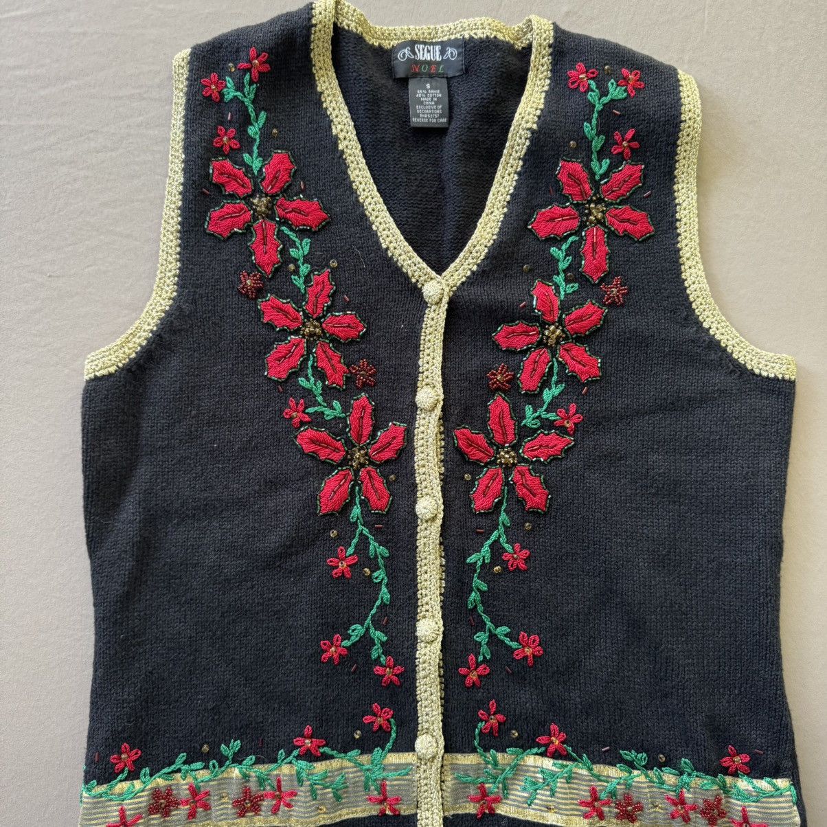 Other Vintage 90s Segue Noel Floral Christmas Sweater Vest Size S / US 4 / IT 40 - 4 Thumbnail