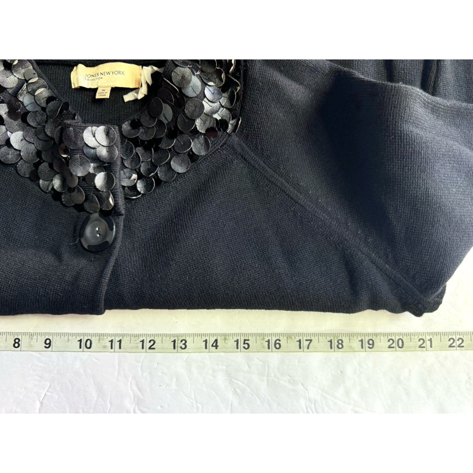 Jones New York Jones New York Collction Evening Black Cardigan Sweater Women's Size Medium Cape Striped Blend Black Basic Jacket Womens M Size M / US 6-8 / IT 42-44 - 4 Thumbnail
