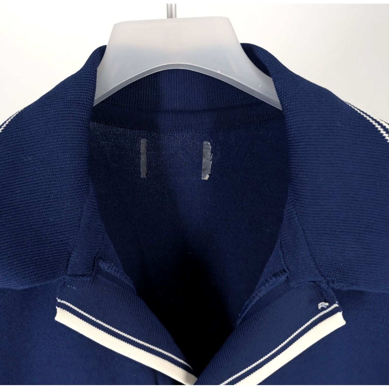 Vintage VINTAGE Navy Blue Knit Full Button Polo Shirt Rockabilly Mod Large Size US L / EU 52-54 / 3 - 3 Thumbnail