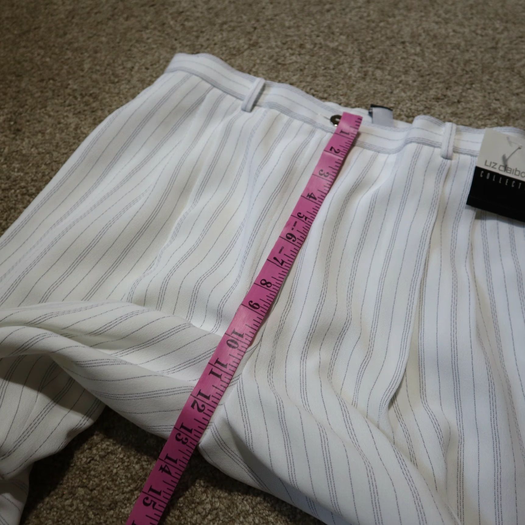 Liz Claiborne VINTAGE Liz Claiborne Pants White Pin Stripe Chino Wide-Leg Regular 14 Inches Adult Womens Size 36" / US 14 / IT 50 - 5 Thumbnail