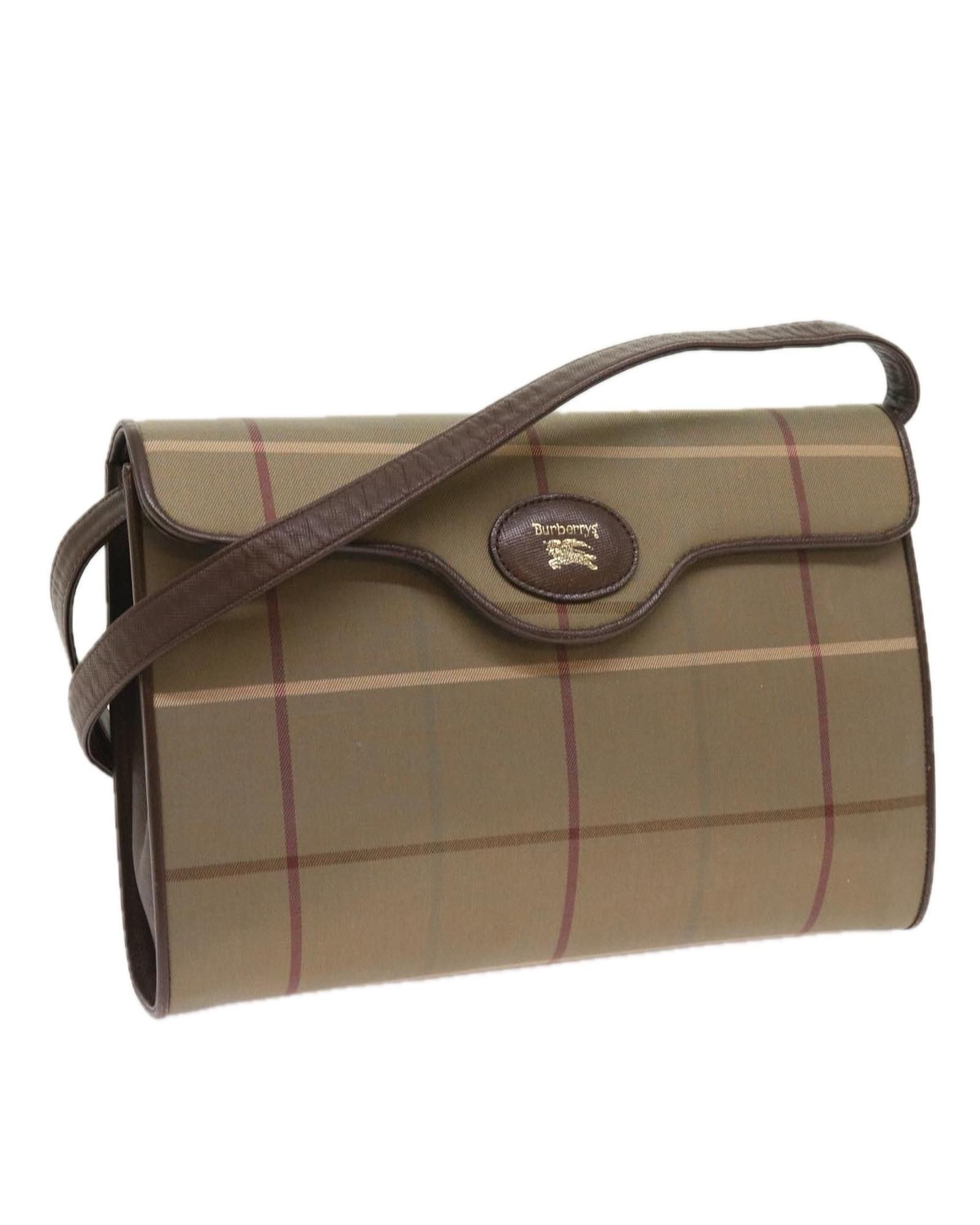 image of Burberry Beige Canvas Shoulder Bag, Women's