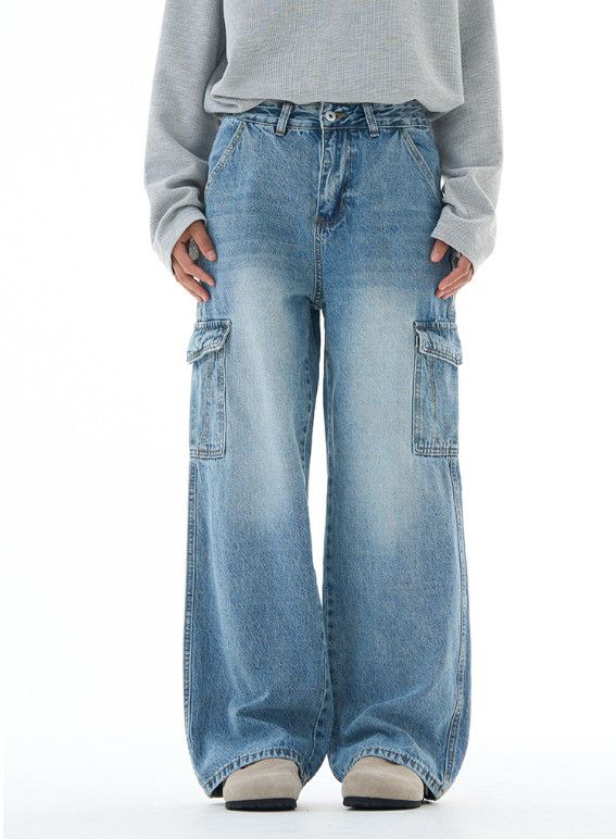 Japanese Brand Retro street multi-pocket patchwork distressed work jeans Size US 32 / EU 48 - 3 Thumbnail