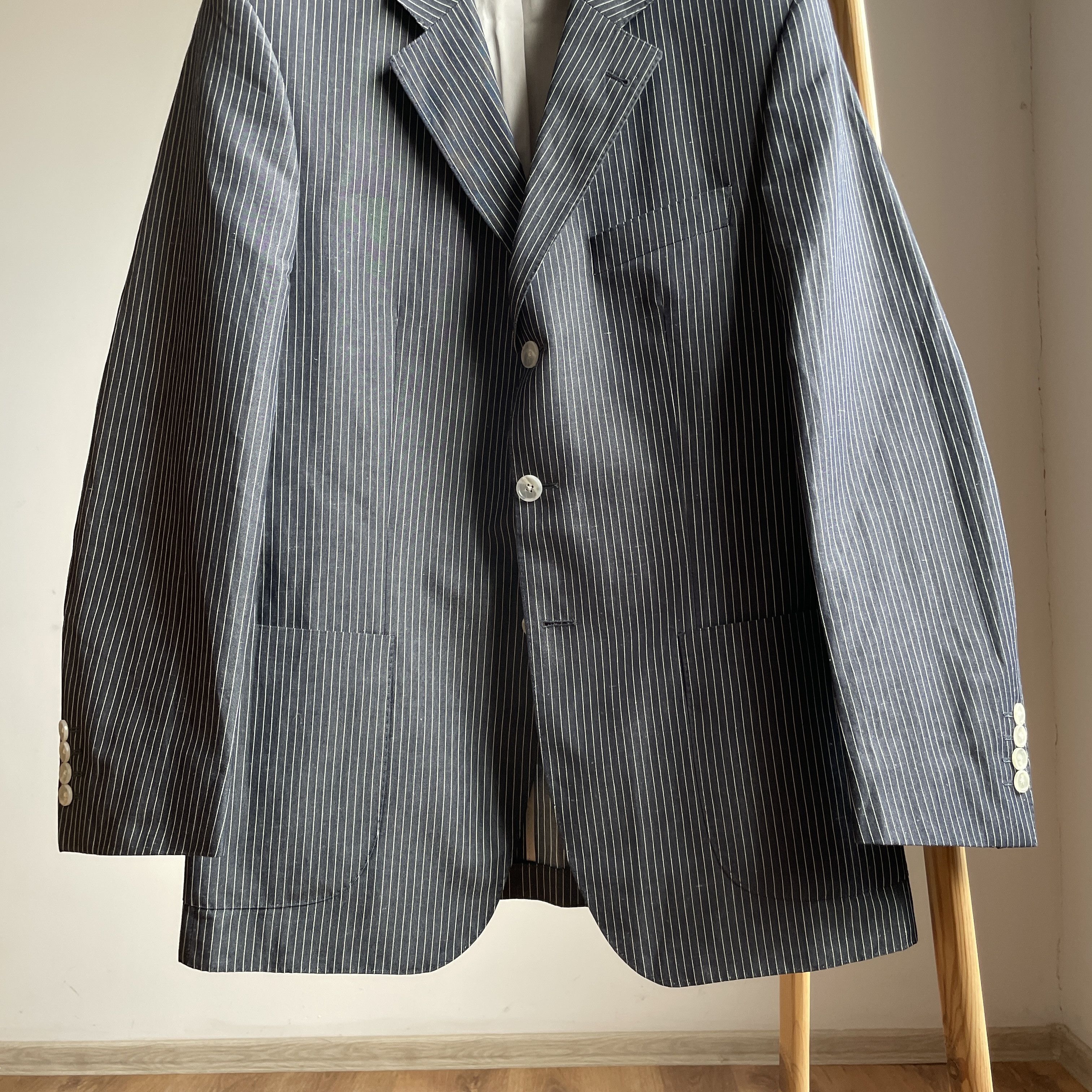 SCABAL Scabal Savile Row 3 Button Cotton Linen Striped Blazer Size 40R - 5 Thumbnail