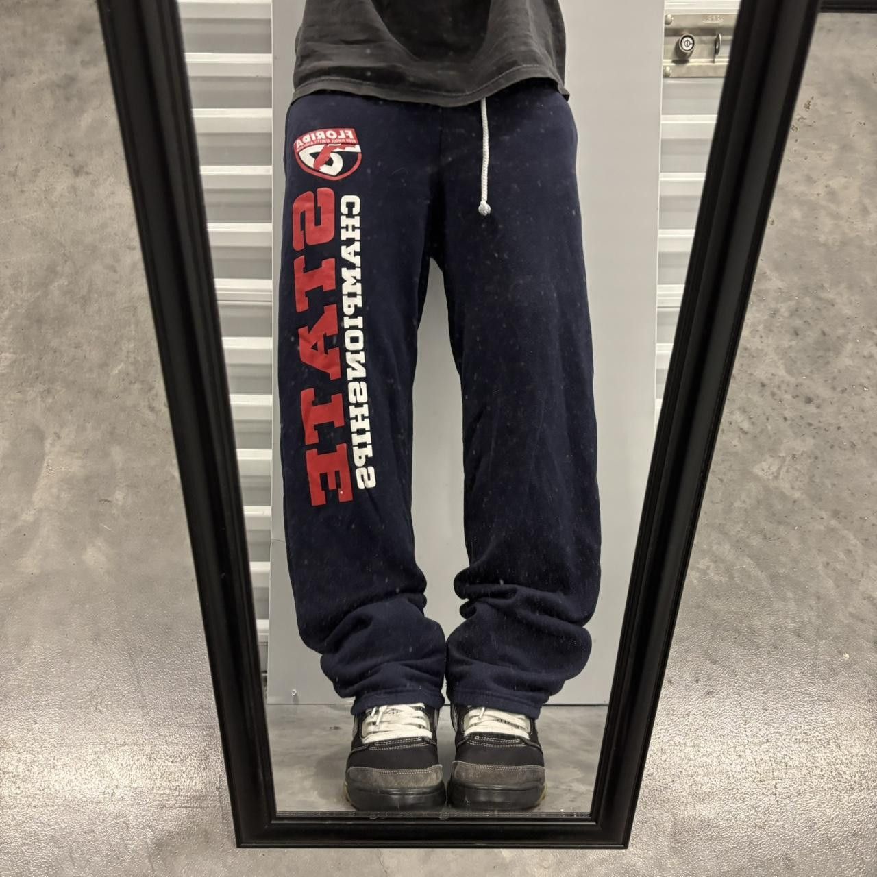 Japanese Brand × Vintage Crazy Vintage Y2K/2000s Navy Blue Streetwear Skater Essential Sweatpants! Size US 28 / EU 44 - 1 Thumbnail