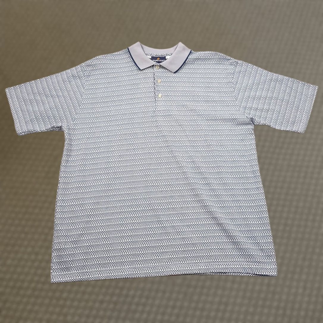 Vintage Puritan Polo Shirt Mens Size Large Diamond Print Blue Size US L / EU 52-54 / 3 - 1 Thumbnail
