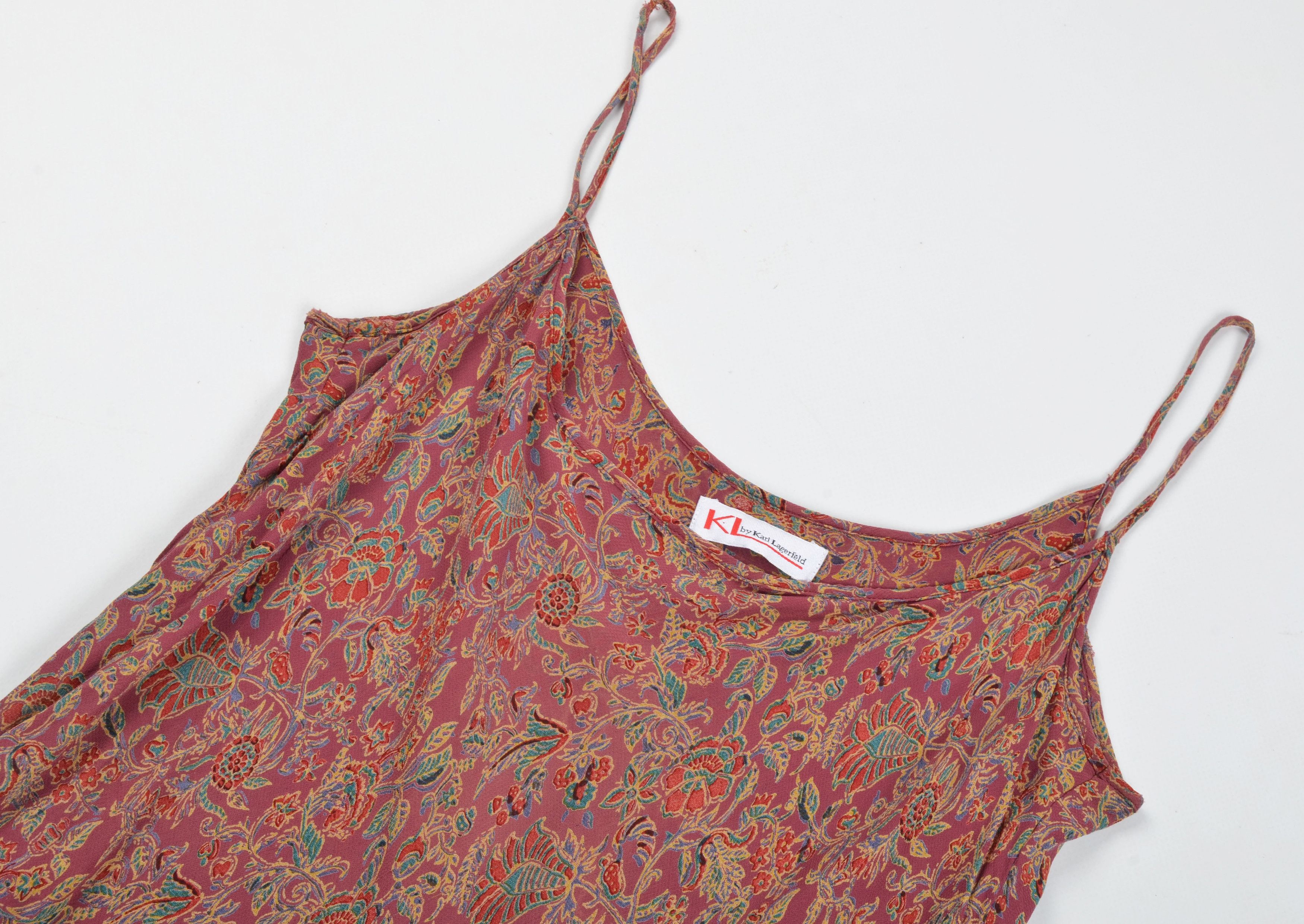 Karl Lagerfeld Vintage KL by Karl Lagerfeld 80's Floral Cami Mini Dress Size S / US 4 / IT 40 - 5 Thumbnail
