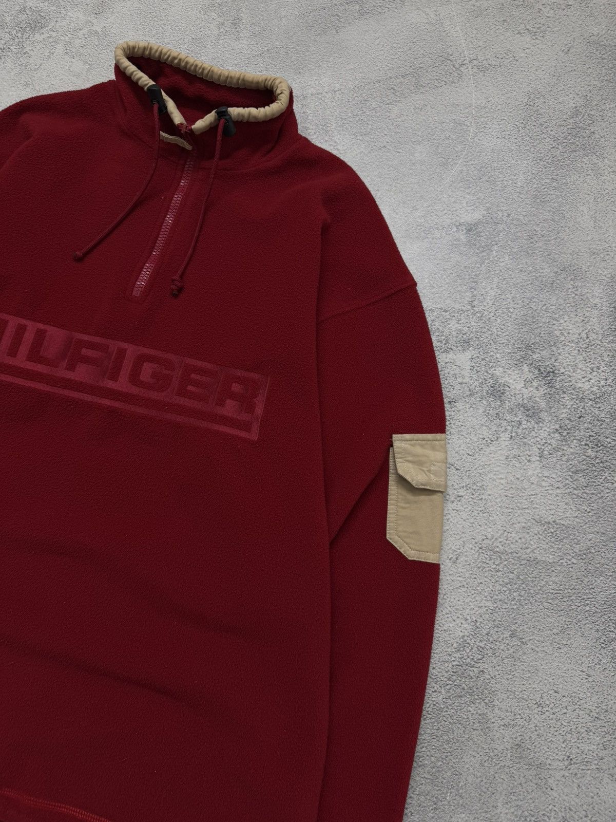 Tommy Hilfiger Vintage Tommy Hilfiger Spell Out Red Fleece 1/4 Zip Pullover Size US M / EU 48-50 / 2 - 5 Thumbnail