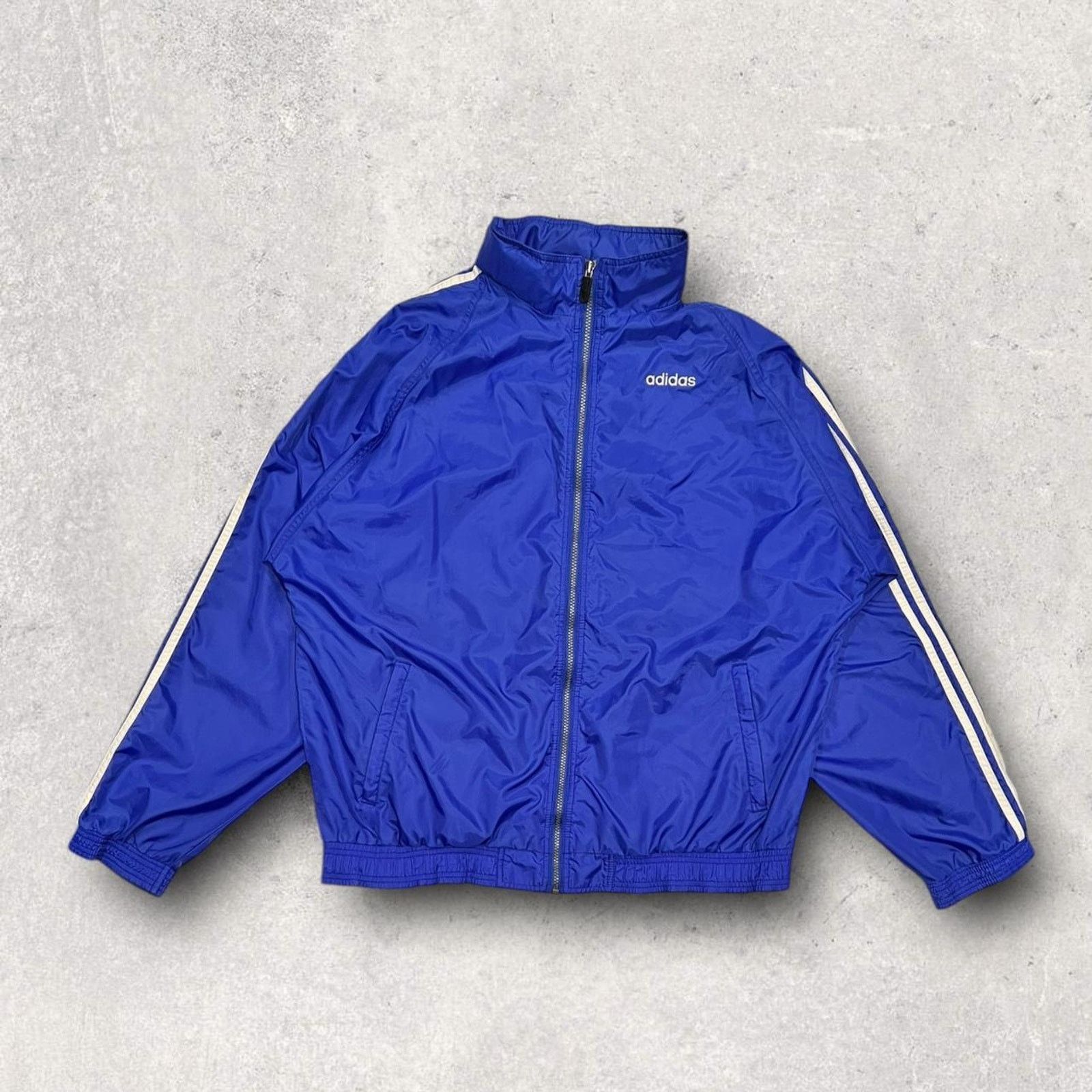 Adidas Adidas Vintage Blue Track Jacket w/ White Stripes Size US XL / EU 56 / 4 - 1 Thumbnail