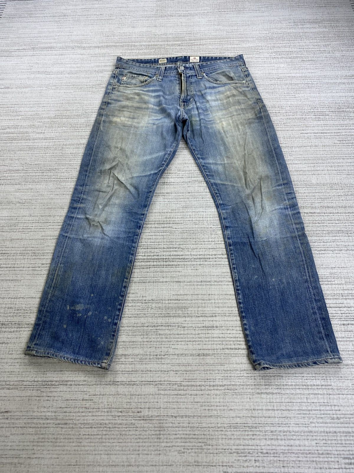 AG Adriano Goldschmied × Le Grande Bleu (L.G.B.) × Vintage Vtg AG Adriano Goldschmied Slim Straight Distressed Pants Size US 32 / EU 48 - 1 Thumbnail