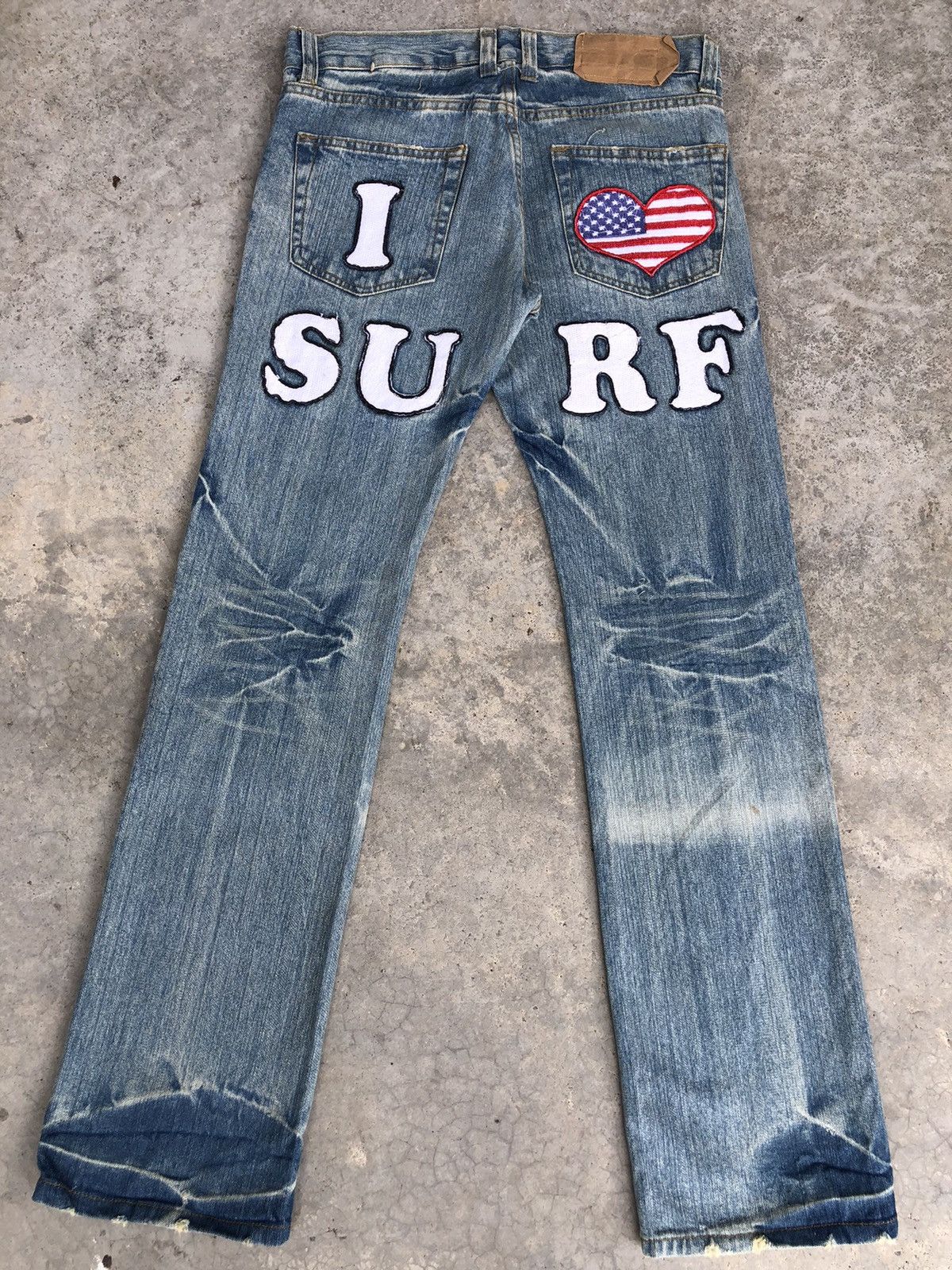 image of Distressed Denim Japanese Loma Distressed Jeans Patchwork Jeans in Blue, Men's (Size 32)