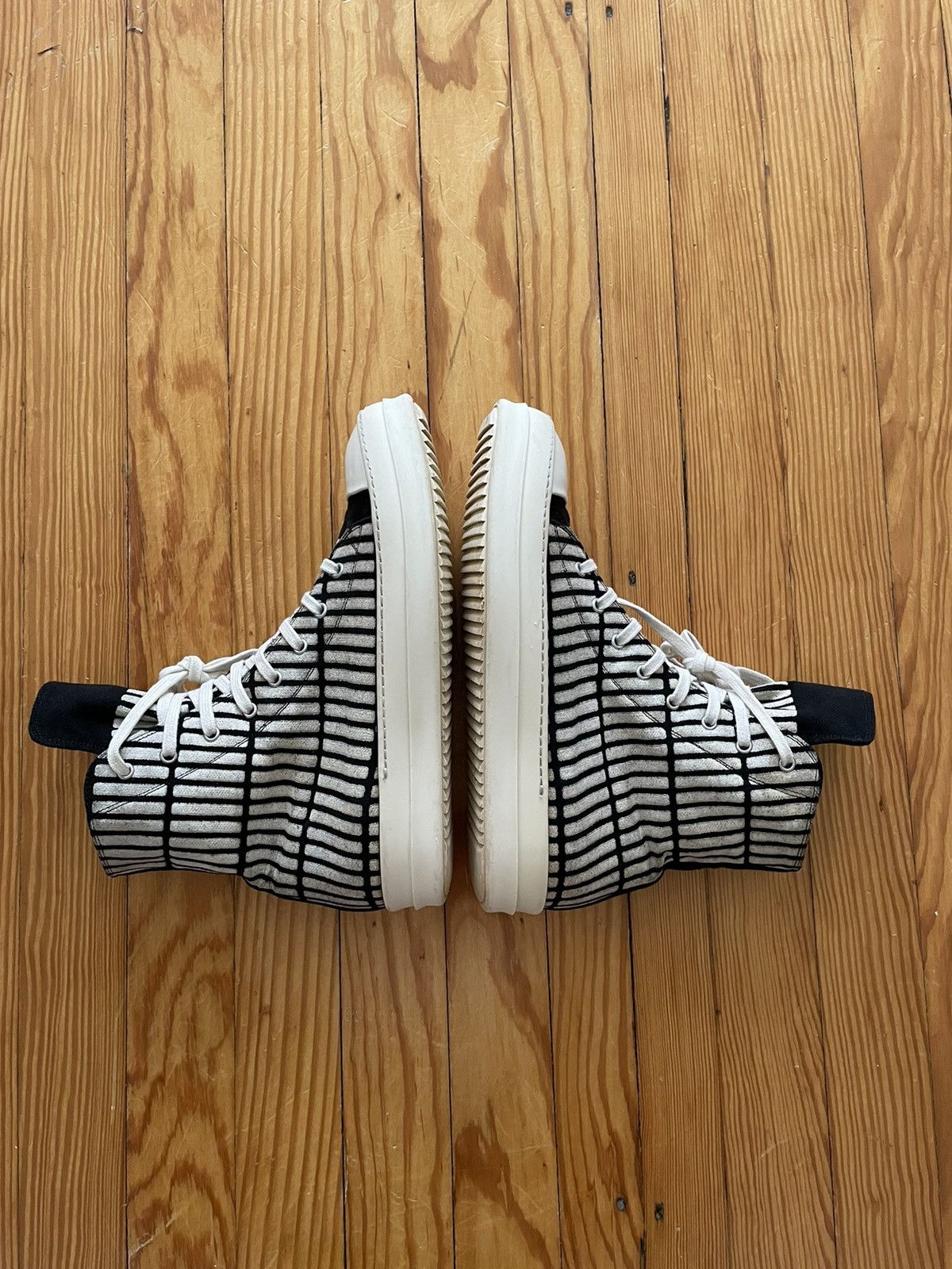 Rick Owens × Rick Owens Drkshdw Rick Owens Printed Ramone High SS14 Black / White Size US 10 / EU 43 - 3 Thumbnail