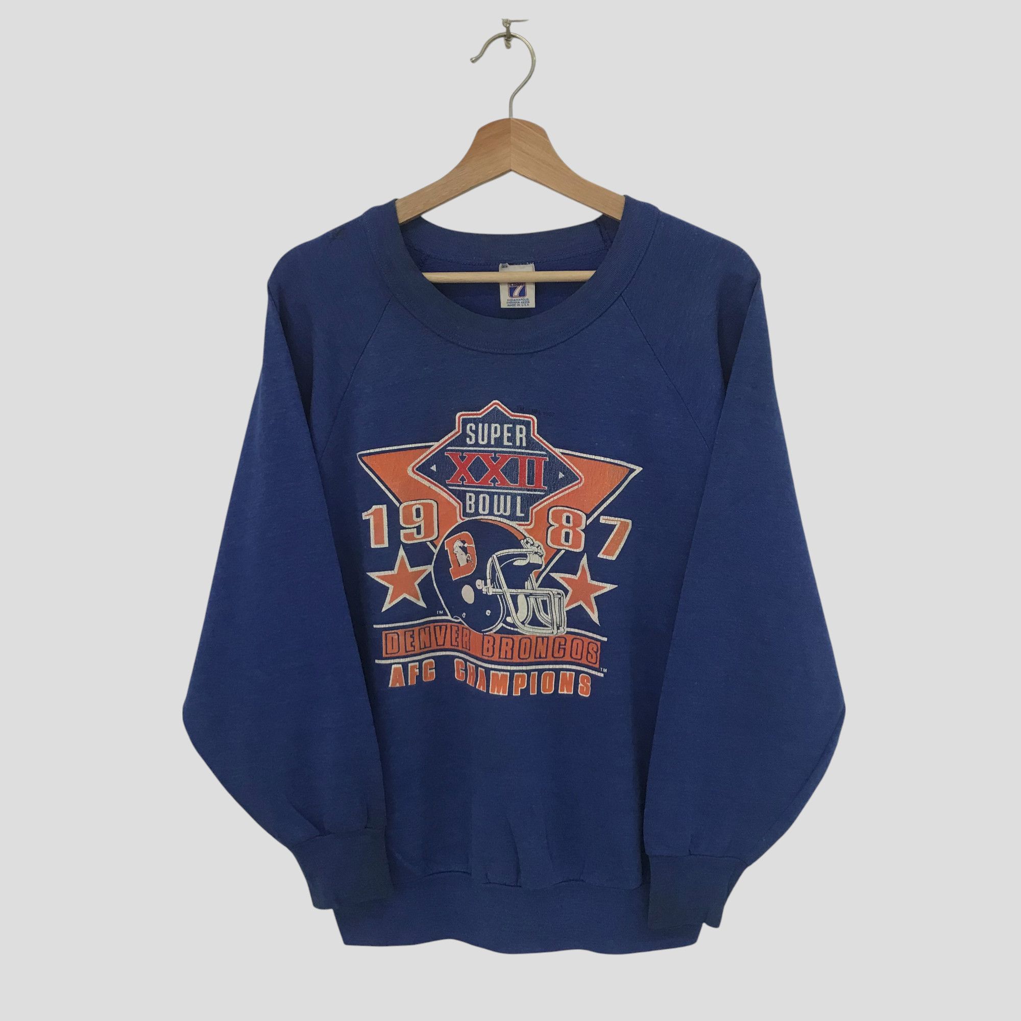 Vintage Vintage 90's Denver Broncos Blue Sweatshirt - 491 Size US XL / EU 56 / 4 - 1 Thumbnail