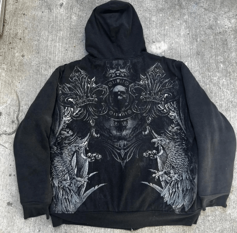 Japanese Brand New Oversized Skull Print Casual Zipper Hoodie Size US XL / EU 56 / 4 - 2 Thumbnail