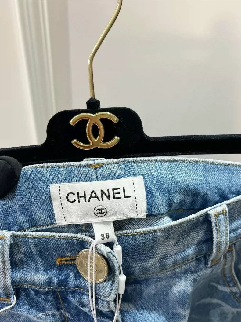 Chanel Chanel Preview Series Blue Logo Wide-leg Jeans Size 25" / US 0 / IT 36 - 6 Thumbnail
