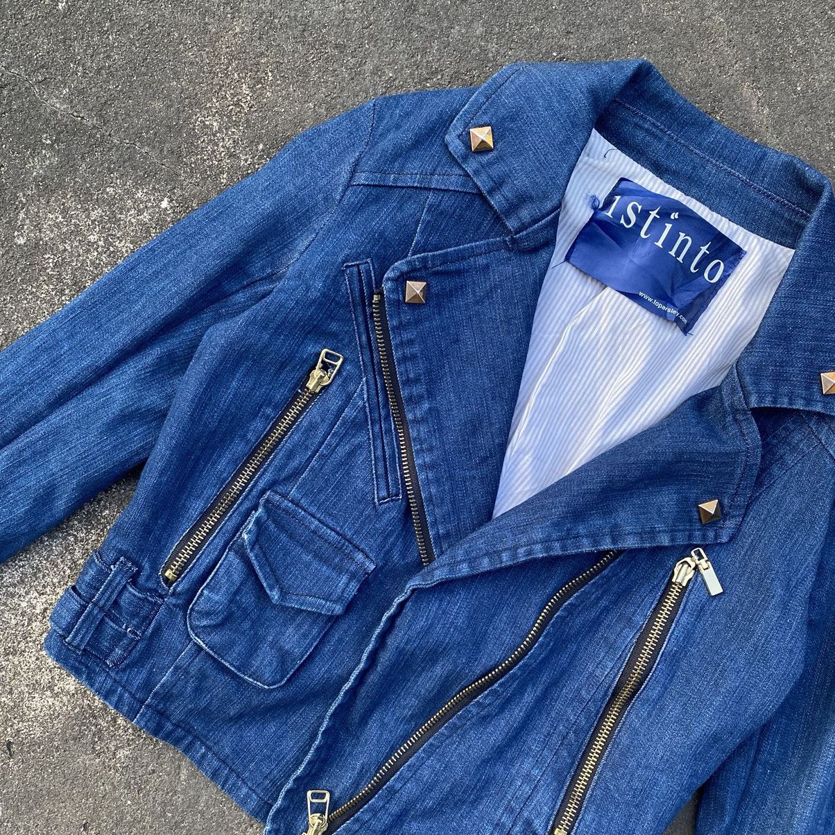 Beauty Beast × If Six Was Nine × Japanese Brand Y2K Studded Crop Denim Jacket Punk Rock Style Size US XS / EU 42 / 0 - 4 Thumbnail