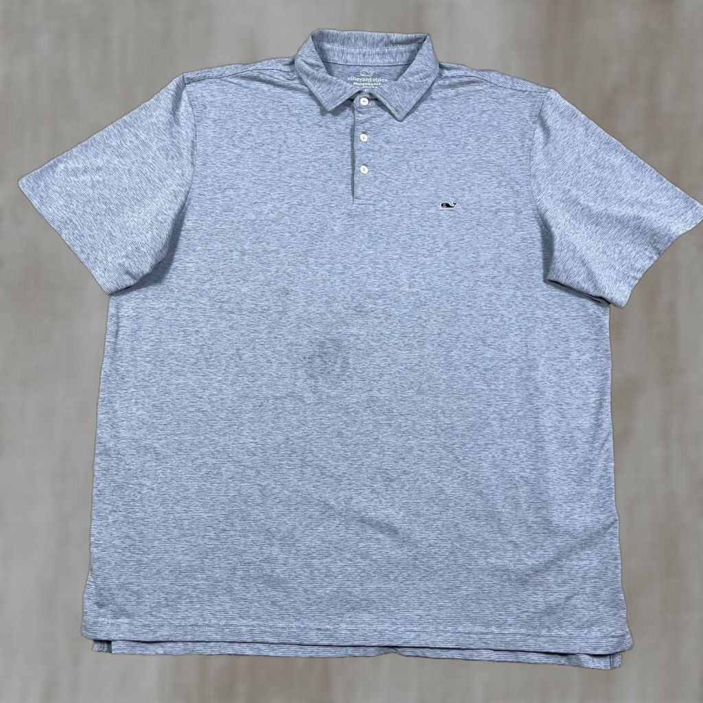 Vineyard Vines Vineyard Vines Polo Shirt Men XL Gray Performance Wicking Golf Whale STAIN Size US XL / EU 56 / 4 - 1 Thumbnail