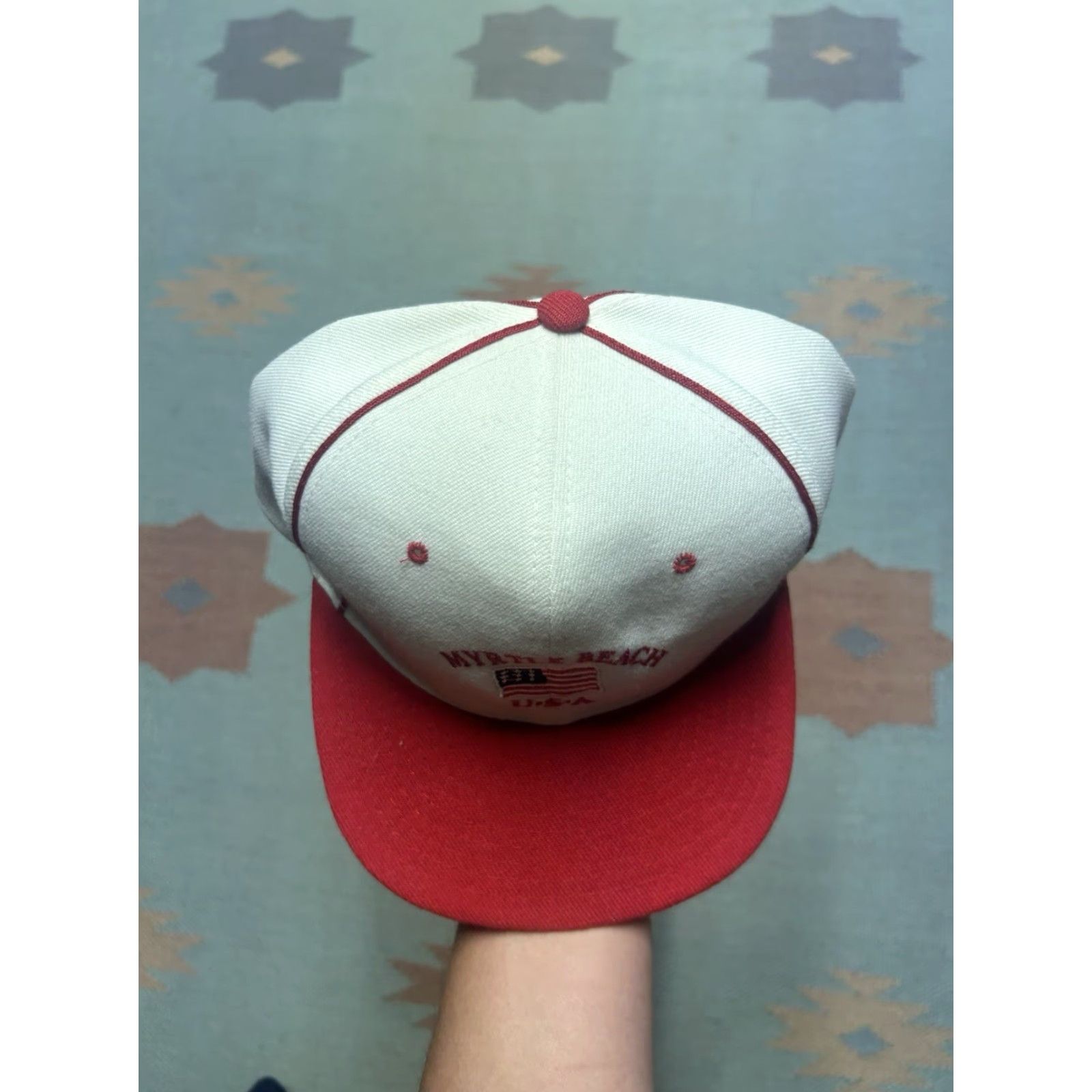 Vintage VINTAGE 90s SnapBack hat cap Myrtle Beach South Carolina red white adjustable Men Mens Hats Size ONE SIZE - 3 Thumbnail