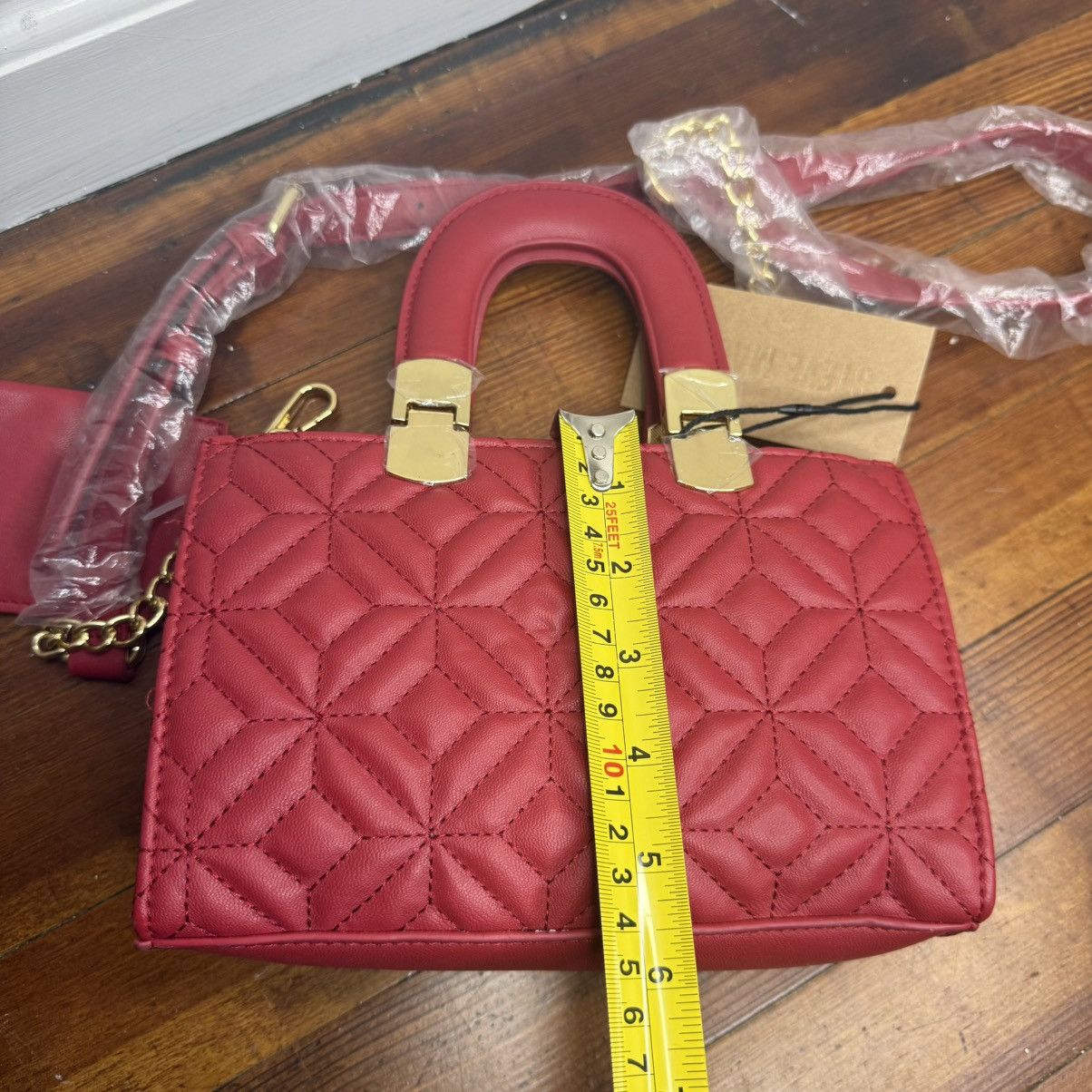 Steve Madden Steve Madden Red Quilted Top-Handle Satchel with Card Pocket Size ONE SIZE - 8 Thumbnail