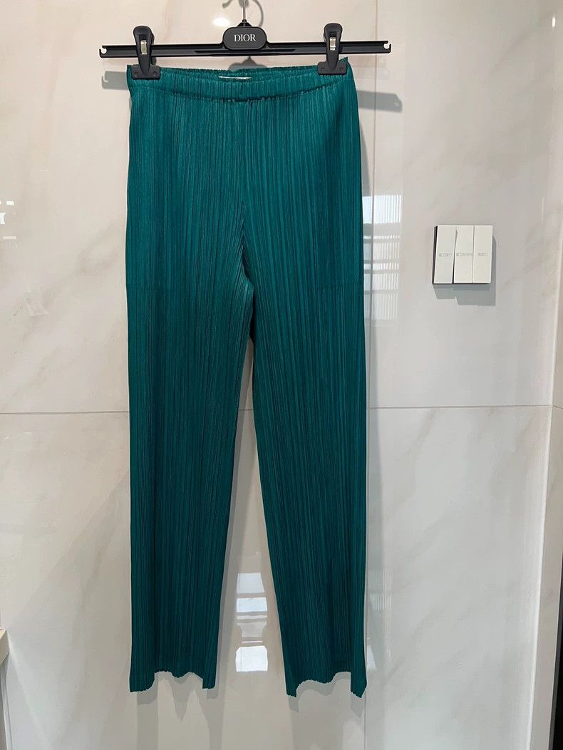 Issey Miyake issey miyake size:1 Peacock green straight-leg pants 2505- Size US 26 / EU 42 - 1 Thumbnail
