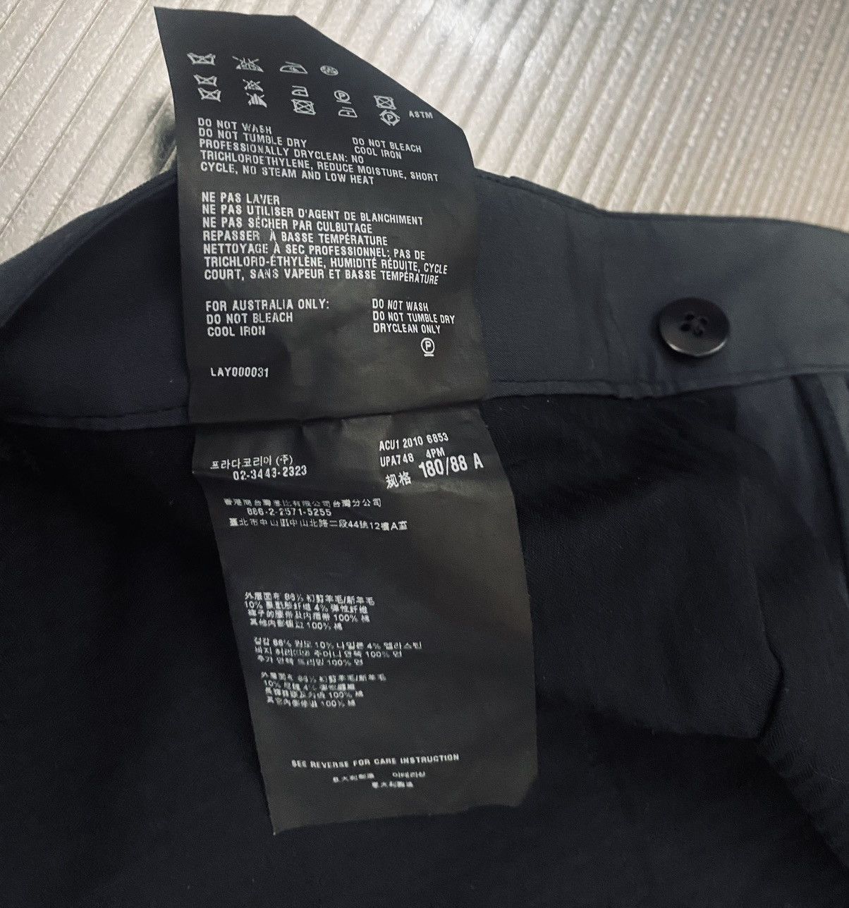 Prada Prada 🇮🇹 Anthracite Wool/Nylon Button Fly Techno Pants 50 NW Size US 34 / EU 50 - 10 Thumbnail