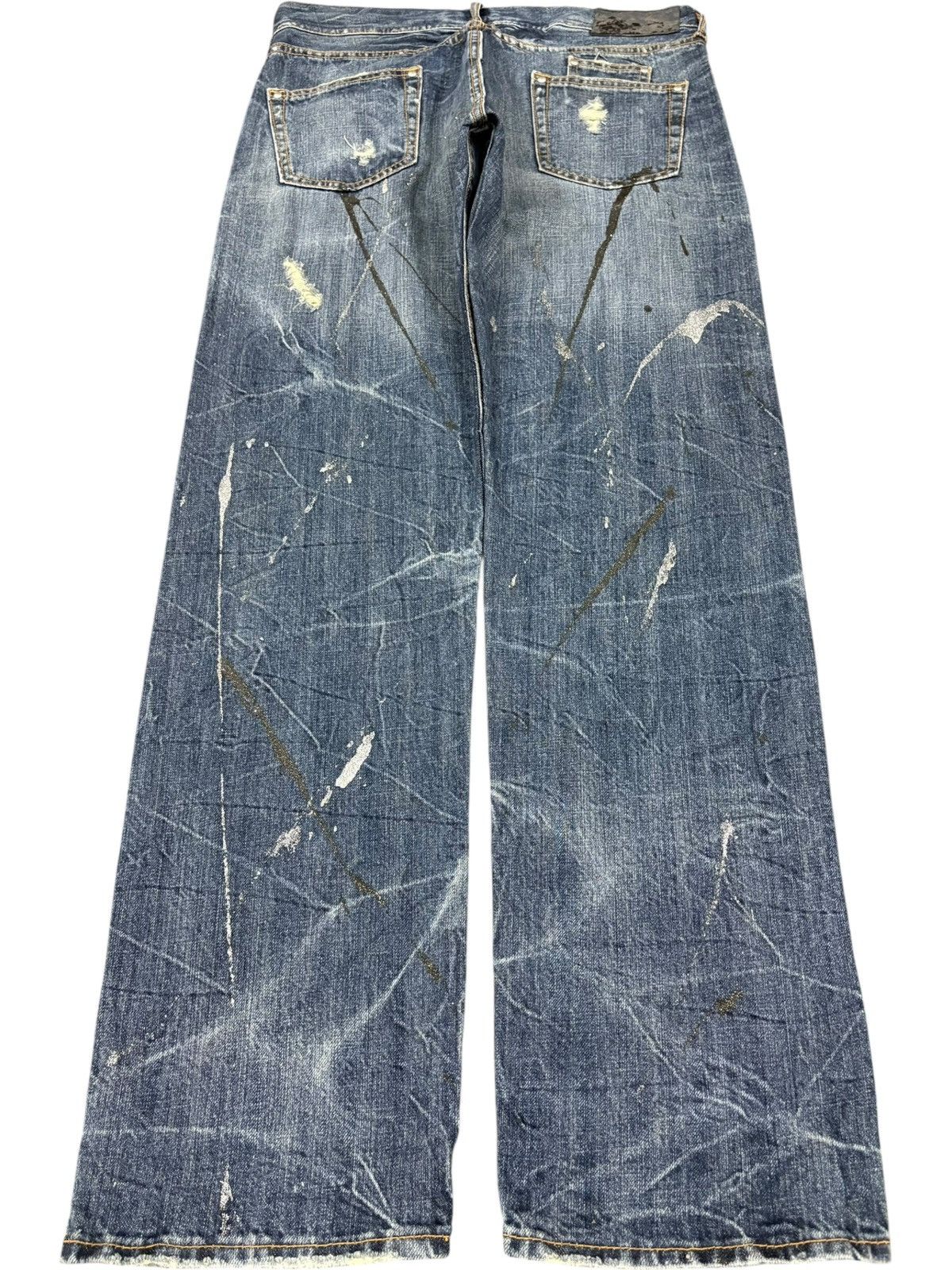 Japanese Brand Vintage Japanese Brand Paint Splattered Distress Loose Jeans Size 31" - 2 Thumbnail