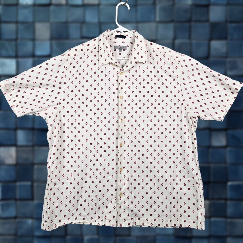 Ted Baker Ted Baker London Ginton Geometric Men’s Cotton Button-Up Shirt Size 7 Short Sleeve Multicolor Shirt Size US M / EU 48-50 / 2 - 1 Thumbnail