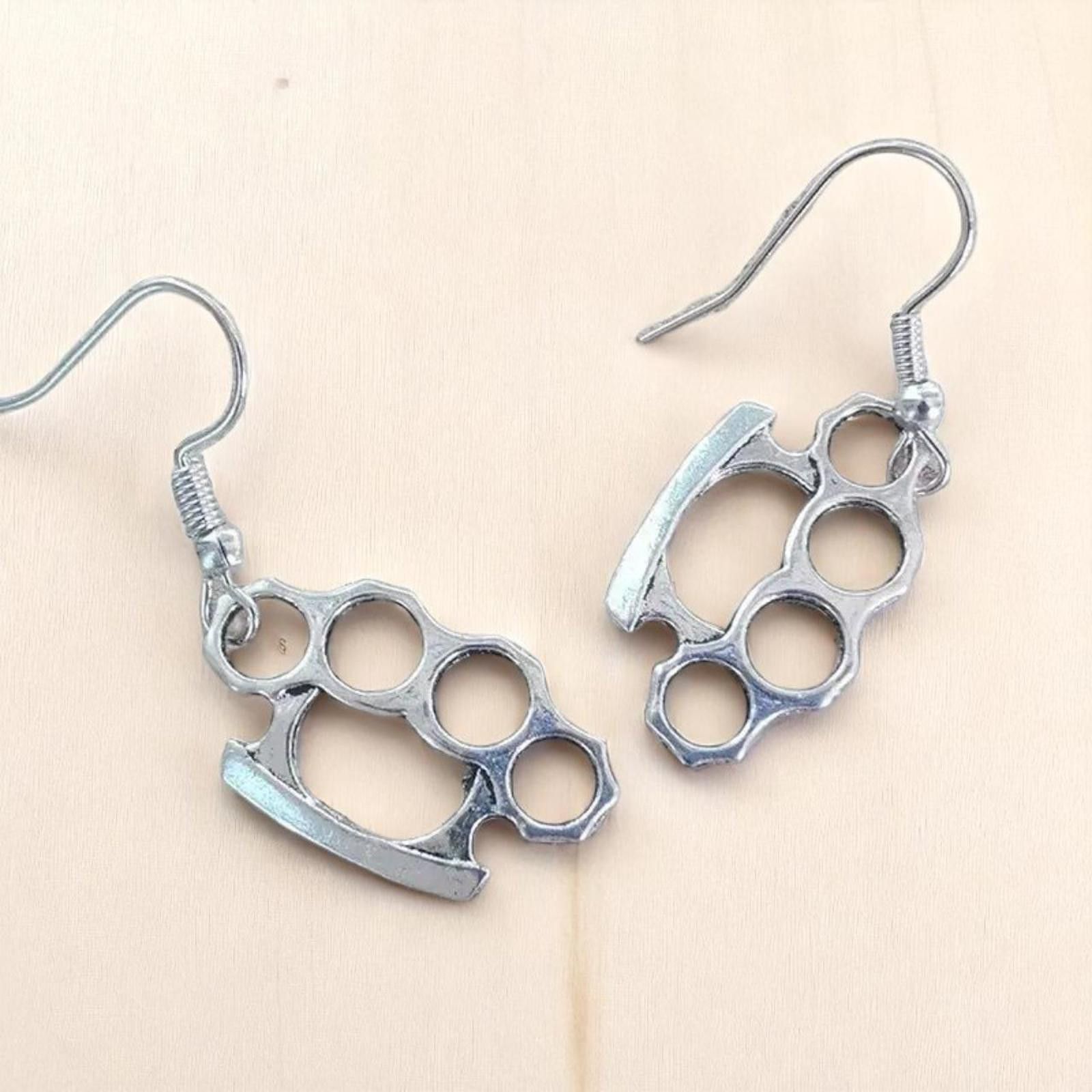 Other Silver Brass Knuckle Earrings 🖤 Size ONE SIZE - 3 Thumbnail