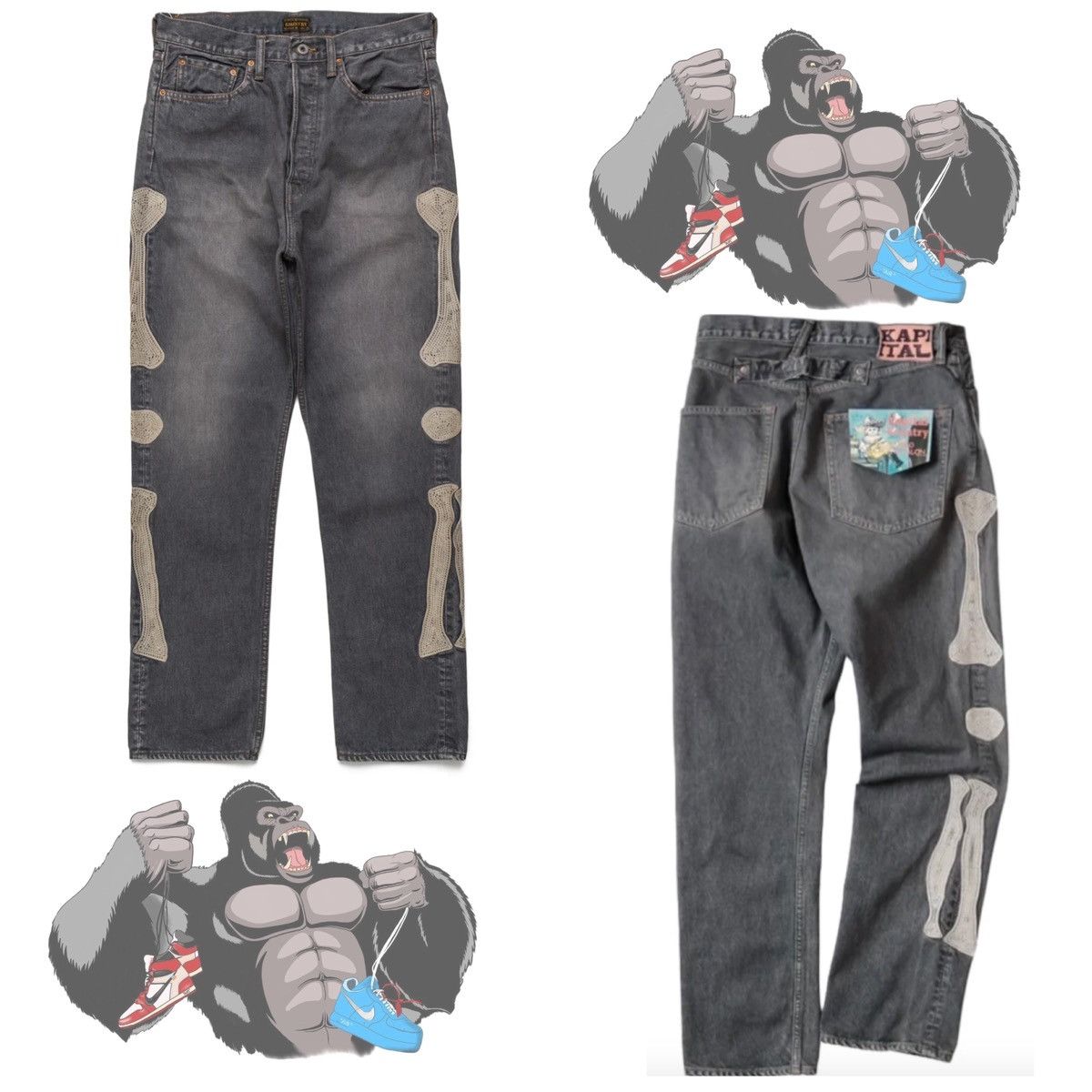 Kapital Kapital 12.5oz Mexican Tuxedo 5P Okagilly Bone Black Denim Size US 32 / EU 48 - 1 Thumbnail