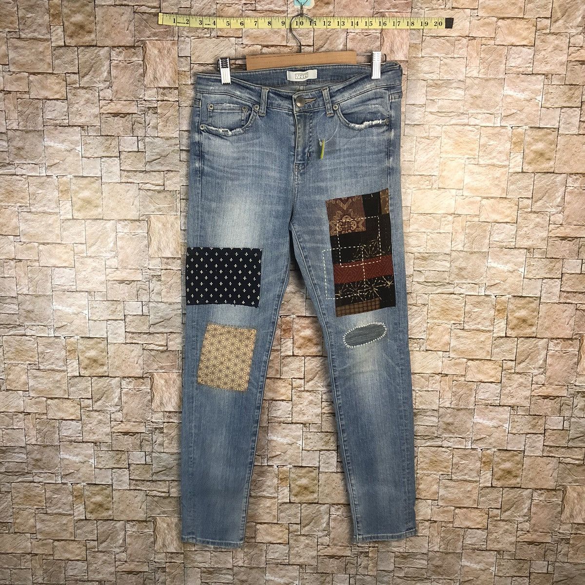 LOWRYS FARM Lowrys Farm sashiko patchwork Blue Denim Pants #A75 Size US 30 / EU 46 - 1 Thumbnail