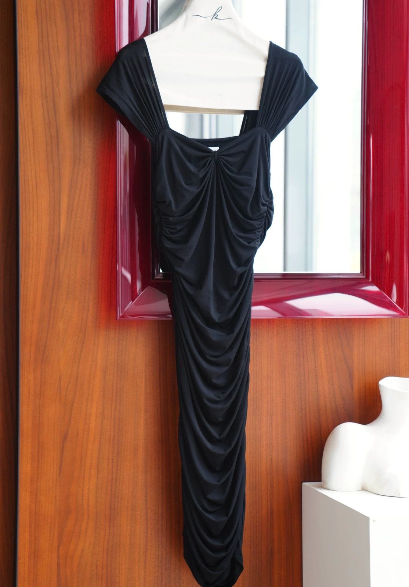 Celine Celine Vintage Black Pleated Stretch LBD Size M / US 6-8 / IT 42-44 - 2 Thumbnail