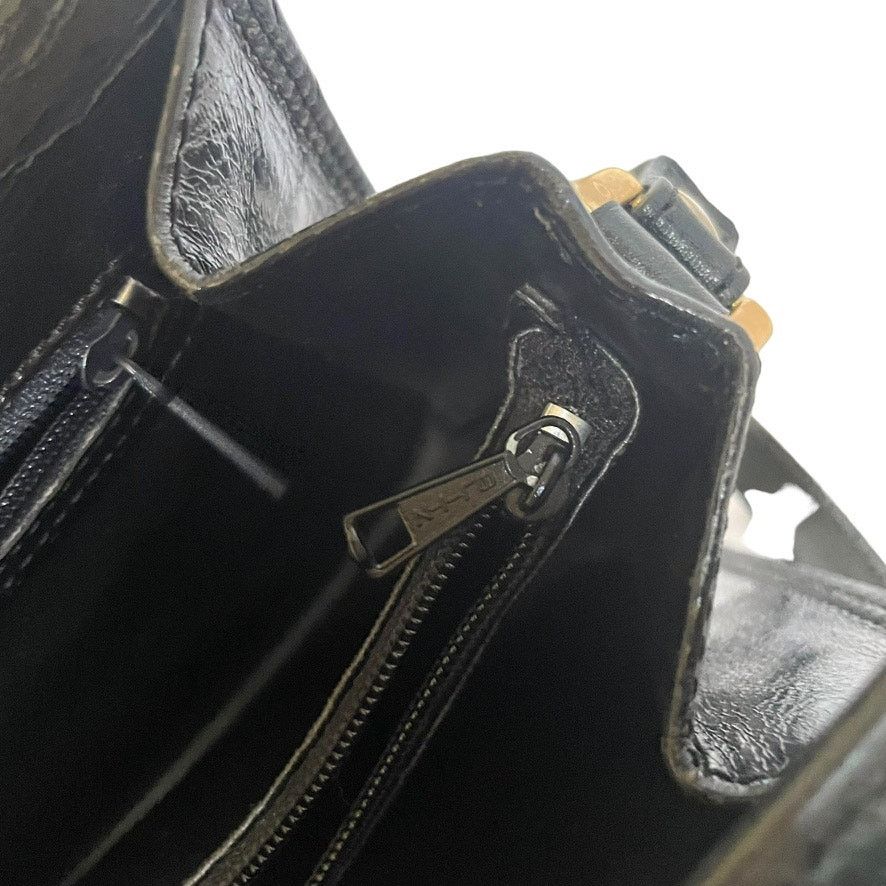 Nordstrom × Vintage Vintage Nordstrom Black Leather Box Purse Crossbody Handbag Size ONE SIZE - 10 Thumbnail