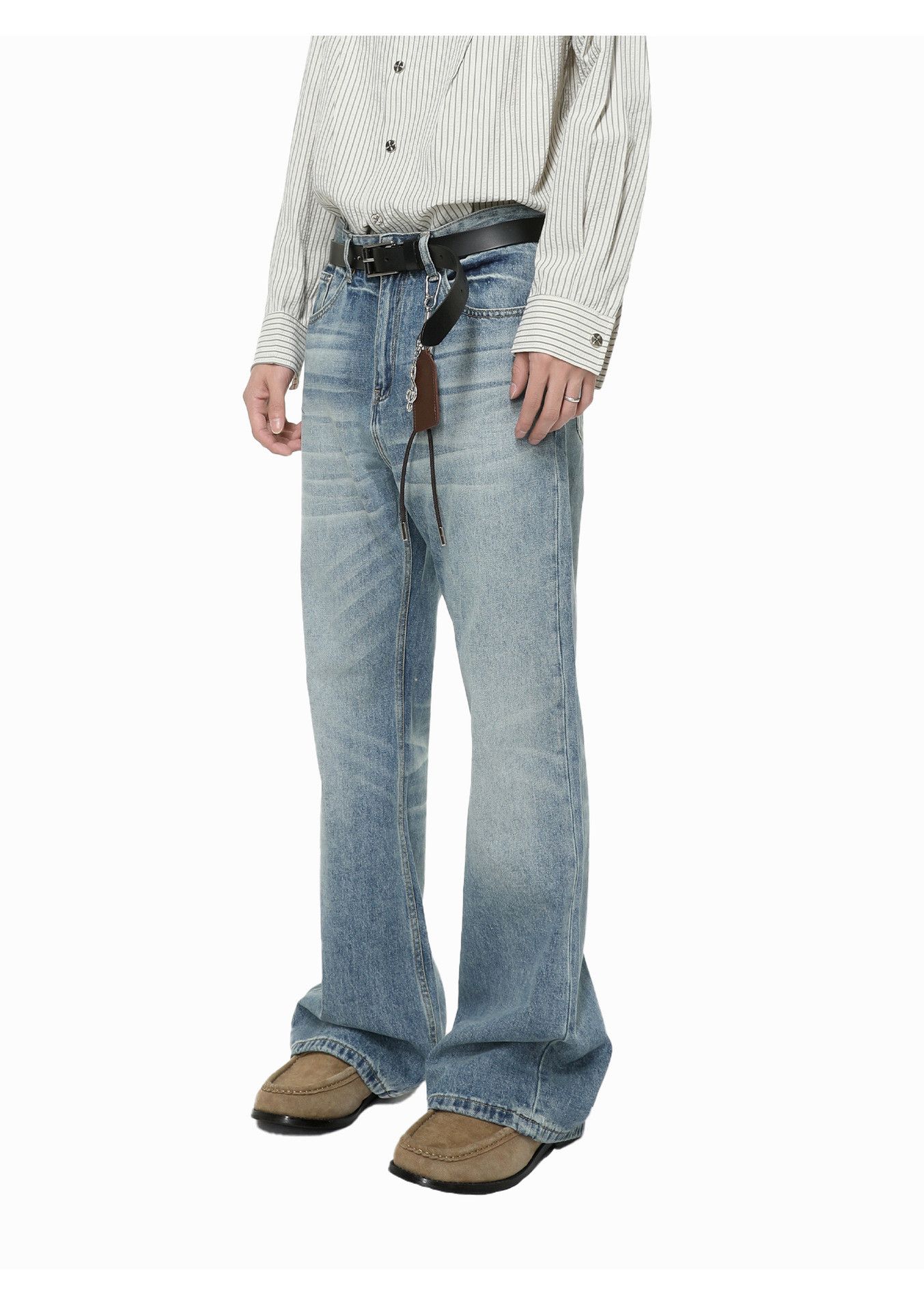 Vintage Japanese retro style Cleanfit washed flared distressed jeans Size US 32 / EU 48 - 3 Thumbnail