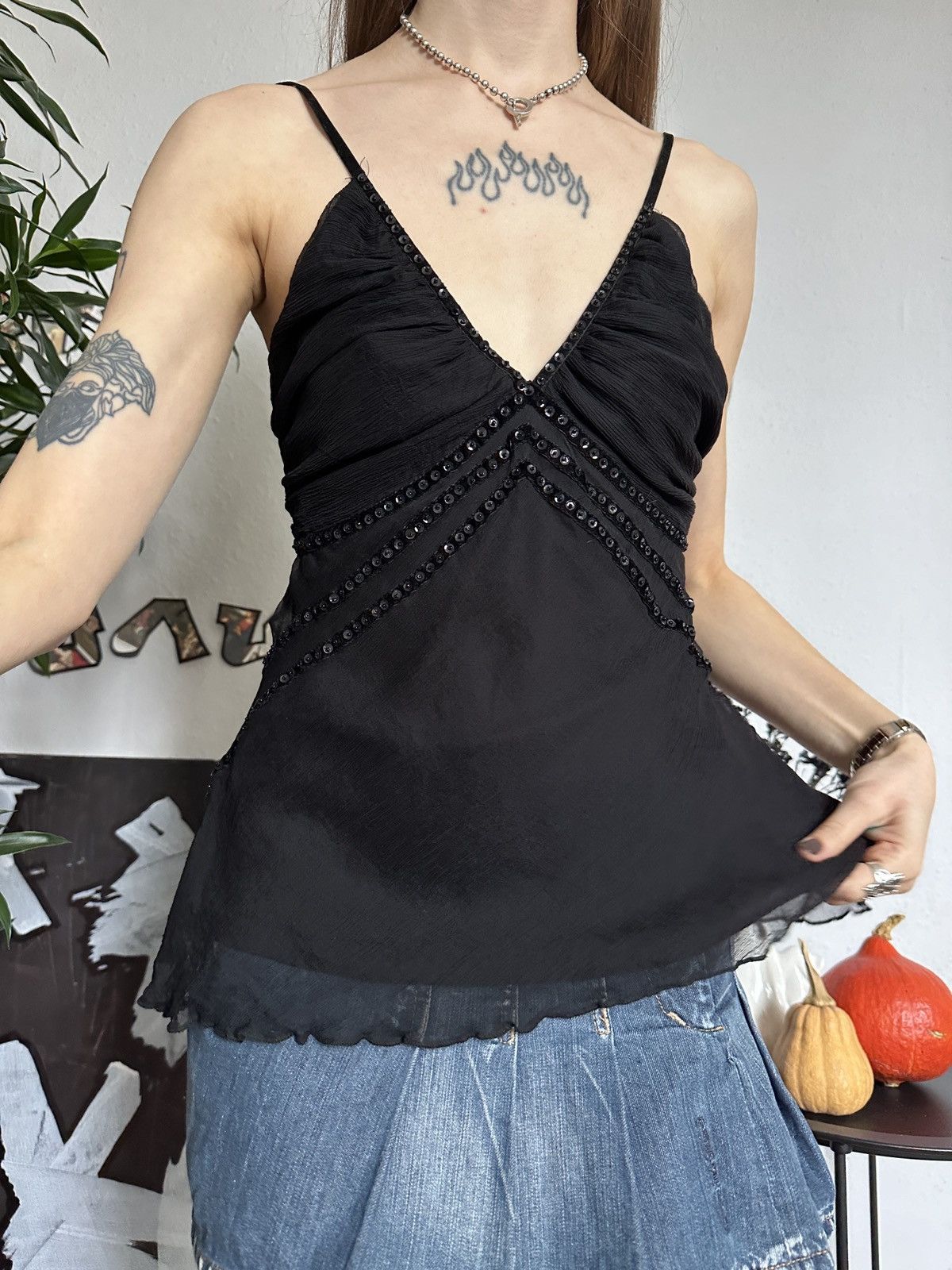 Japanese Brand × Vintage Gorgeous Vintage Silk Bustier Sequins Tank Top Size M / US 6-8 / IT 42-44 - 4 Thumbnail