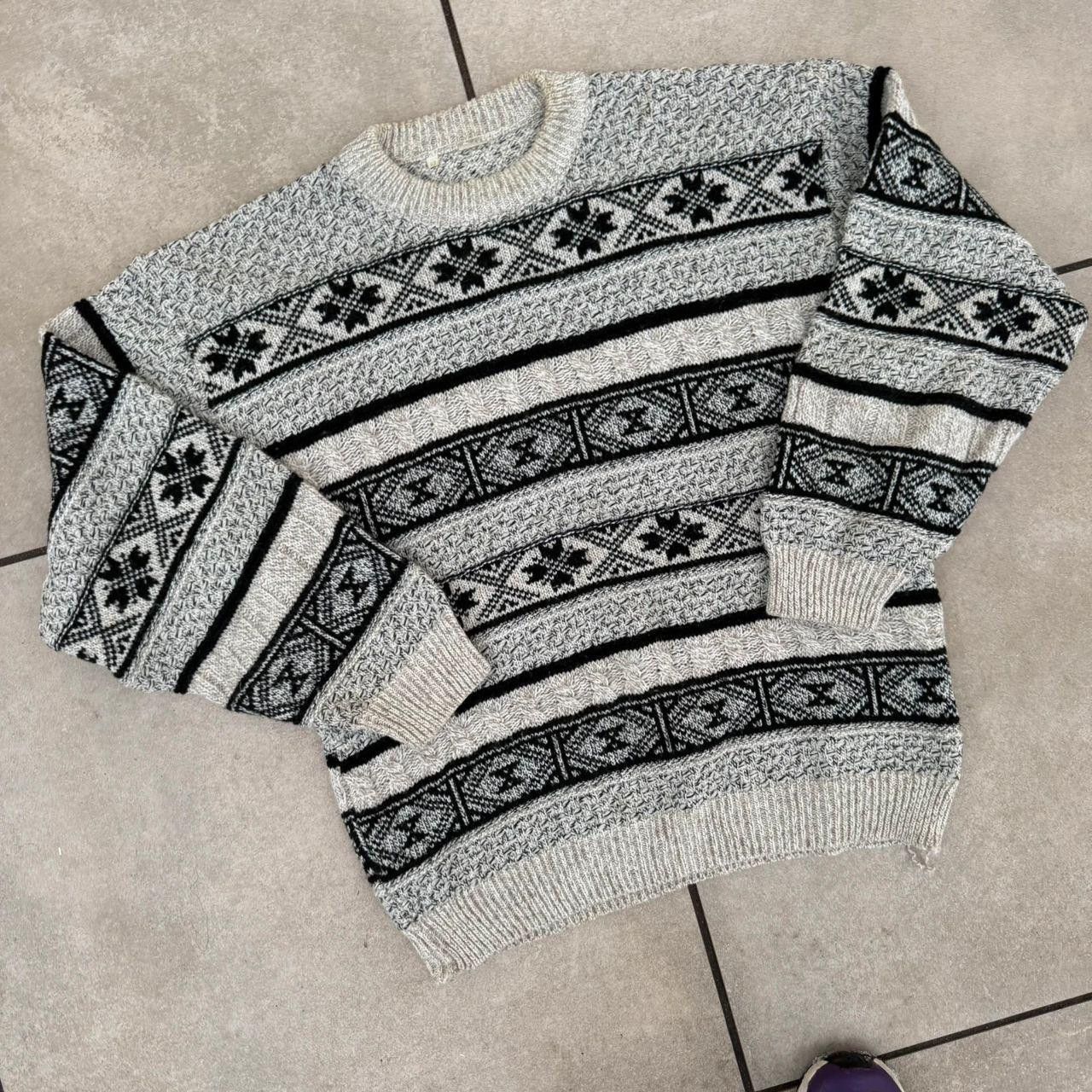 Vintage Wool Jumper Printed Cable Knit Vintage 90s Size US M / EU 48-50 / 2 - 4 Thumbnail