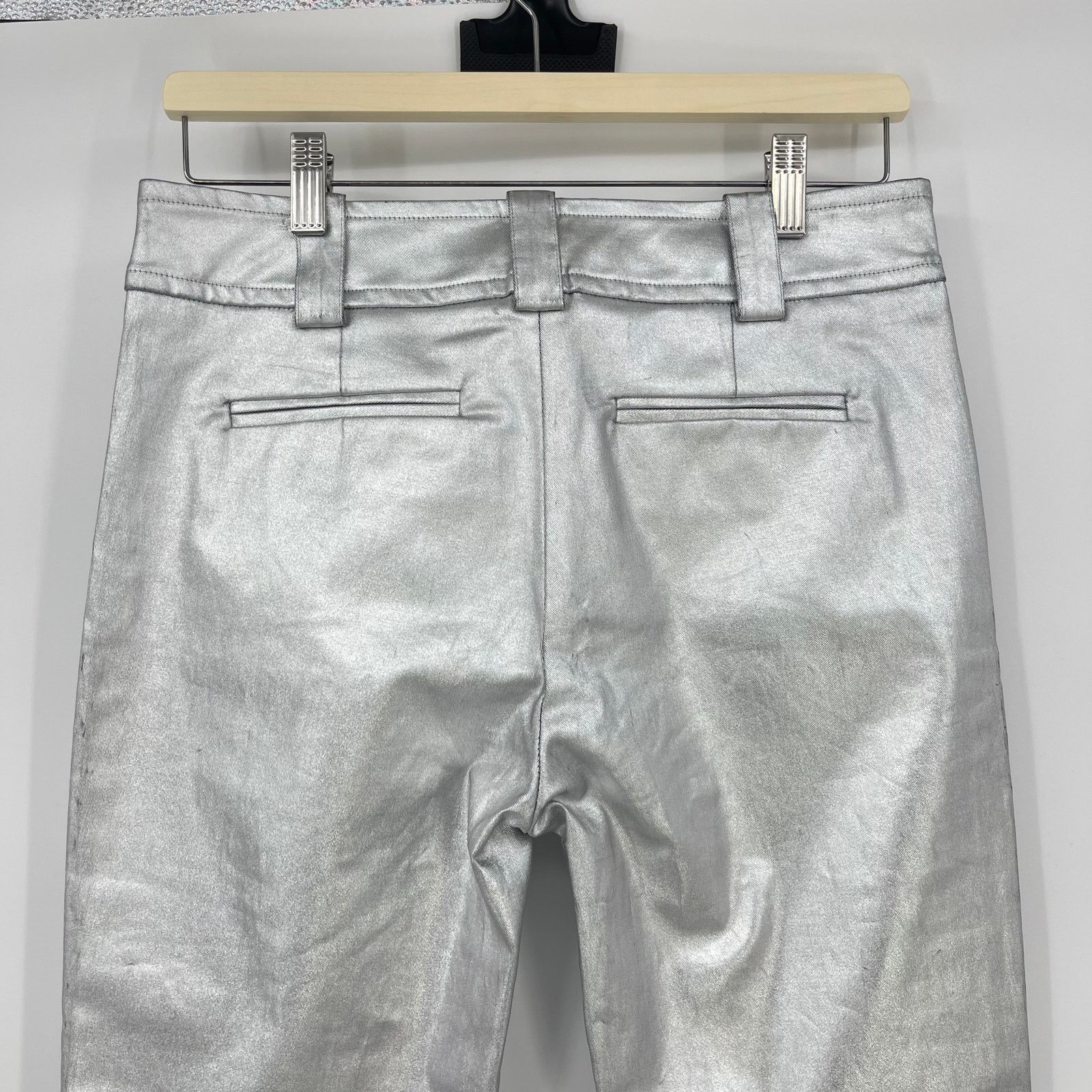 KHAITE KHAITE | Dresden Silver Metallic Low Rise Ankle Zip Pants 4 Size 27" / US 4 / IT 40 - 13 Thumbnail