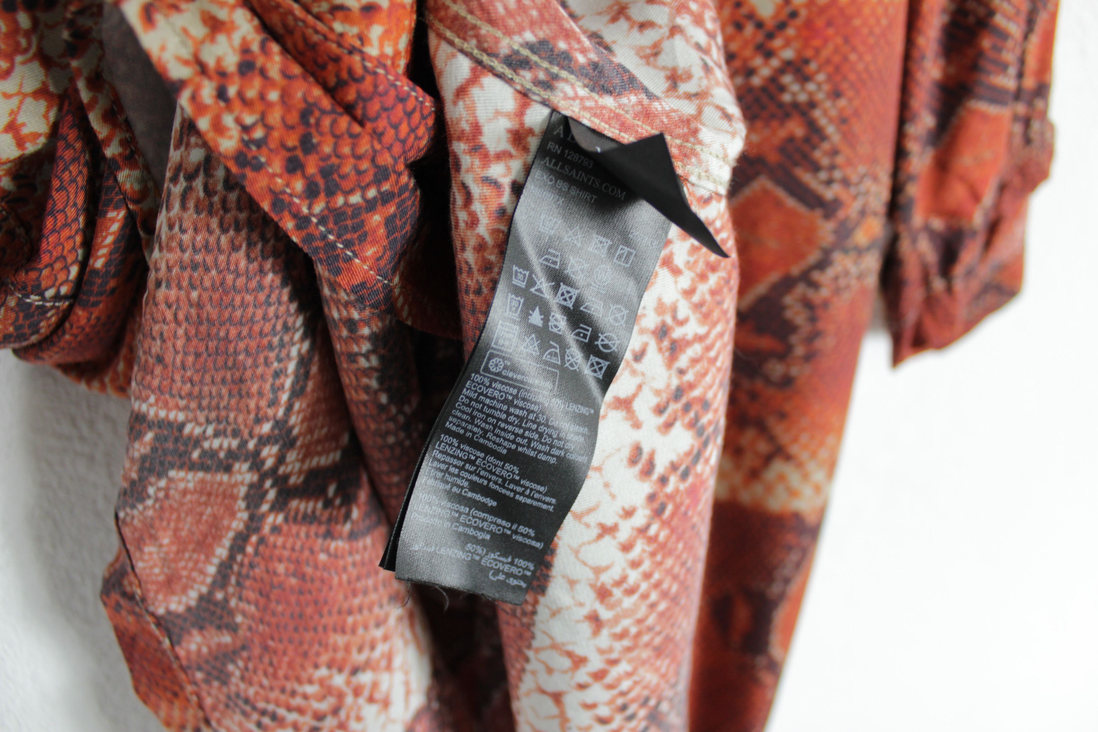 Allsaints Allsaints EXO Snakeskin Printed Open Collar Viscose Shirt Size US S / EU 44-46 / 1 - 6 Thumbnail