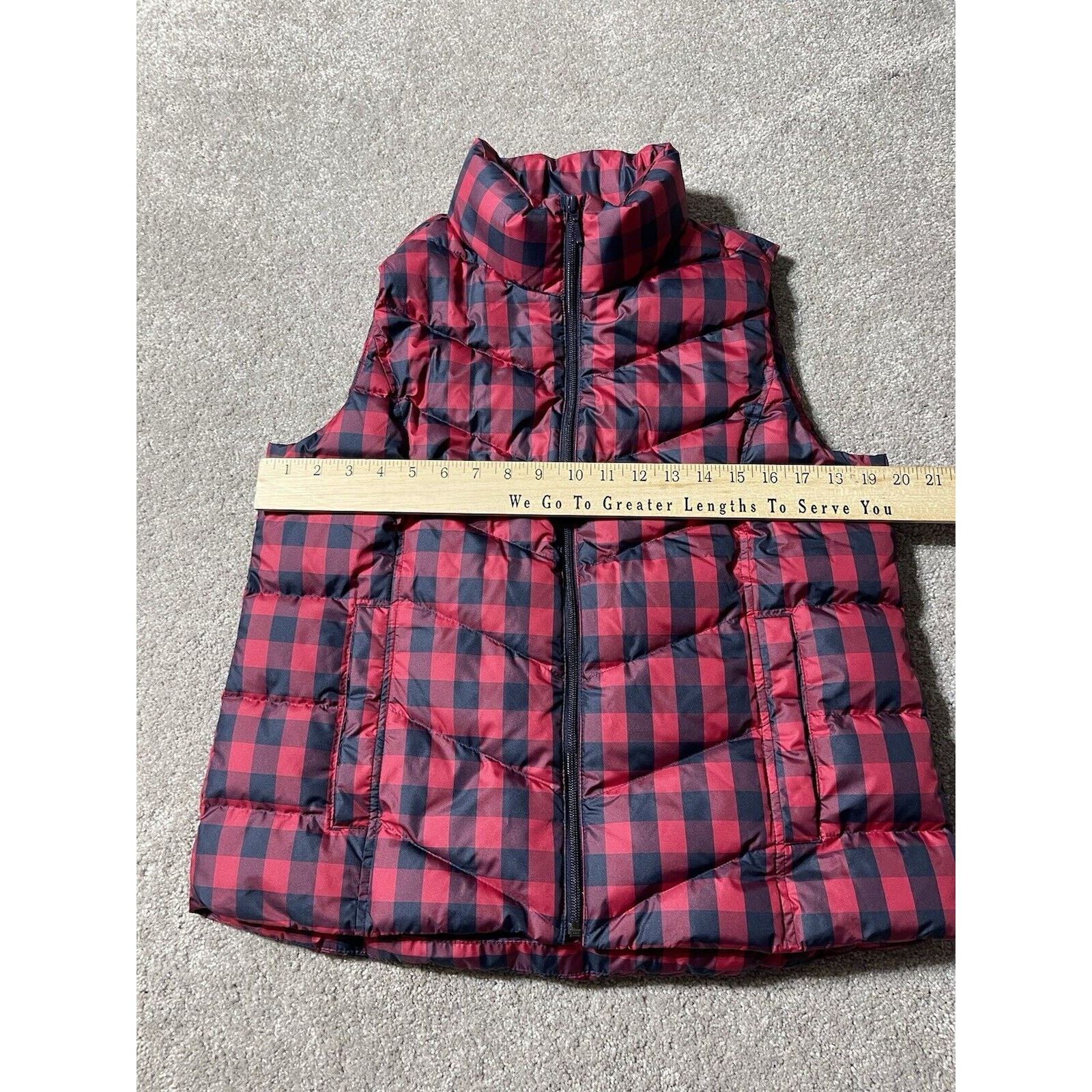Lands' End Lands End Vest Women Med Plaid Puffer Down Red Buffalo Check Size M / US 6-8 / IT 42-44 - 6 Thumbnail