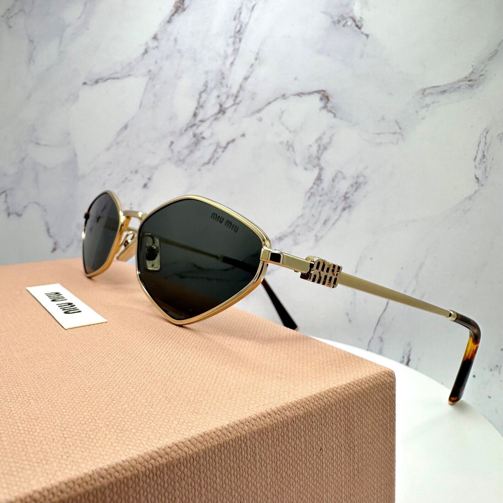 Miu Miu New MIU MIU Runway Hexagon Gold Metal Sunglasses Logo Size ONE SIZE - 23 Thumbnail