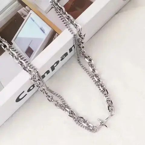 Other Punk Double Layer Cross Chain Necklace Size ONE SIZE - 2 Thumbnail