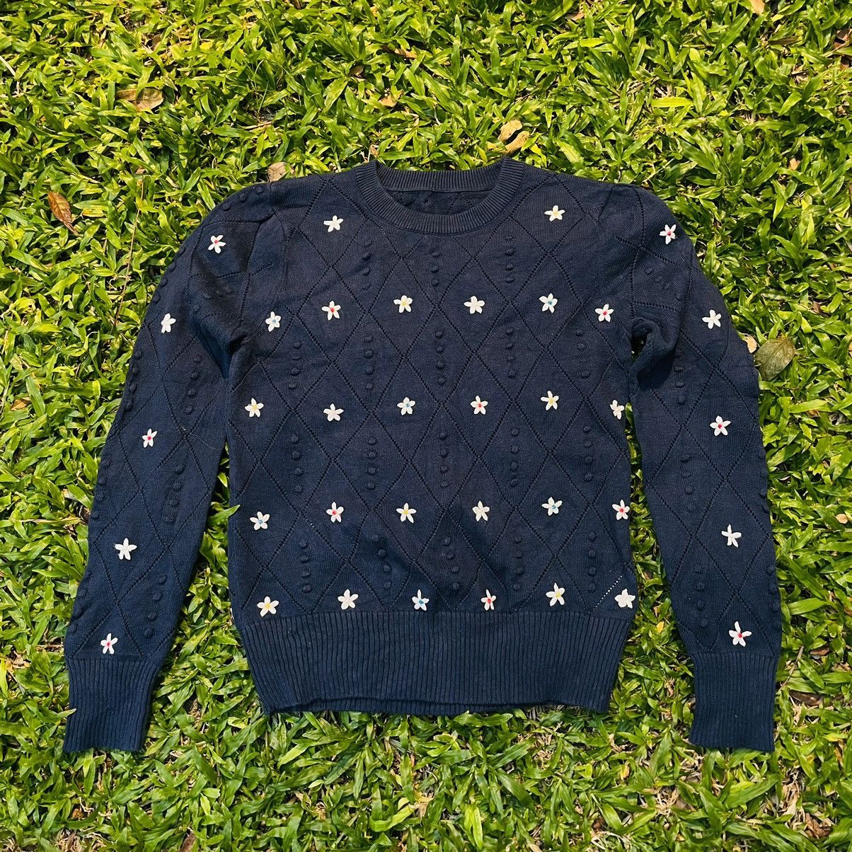 Other Hand Made Flower Embroidery Sweater Size S / US 4 / IT 40 - 2 Thumbnail