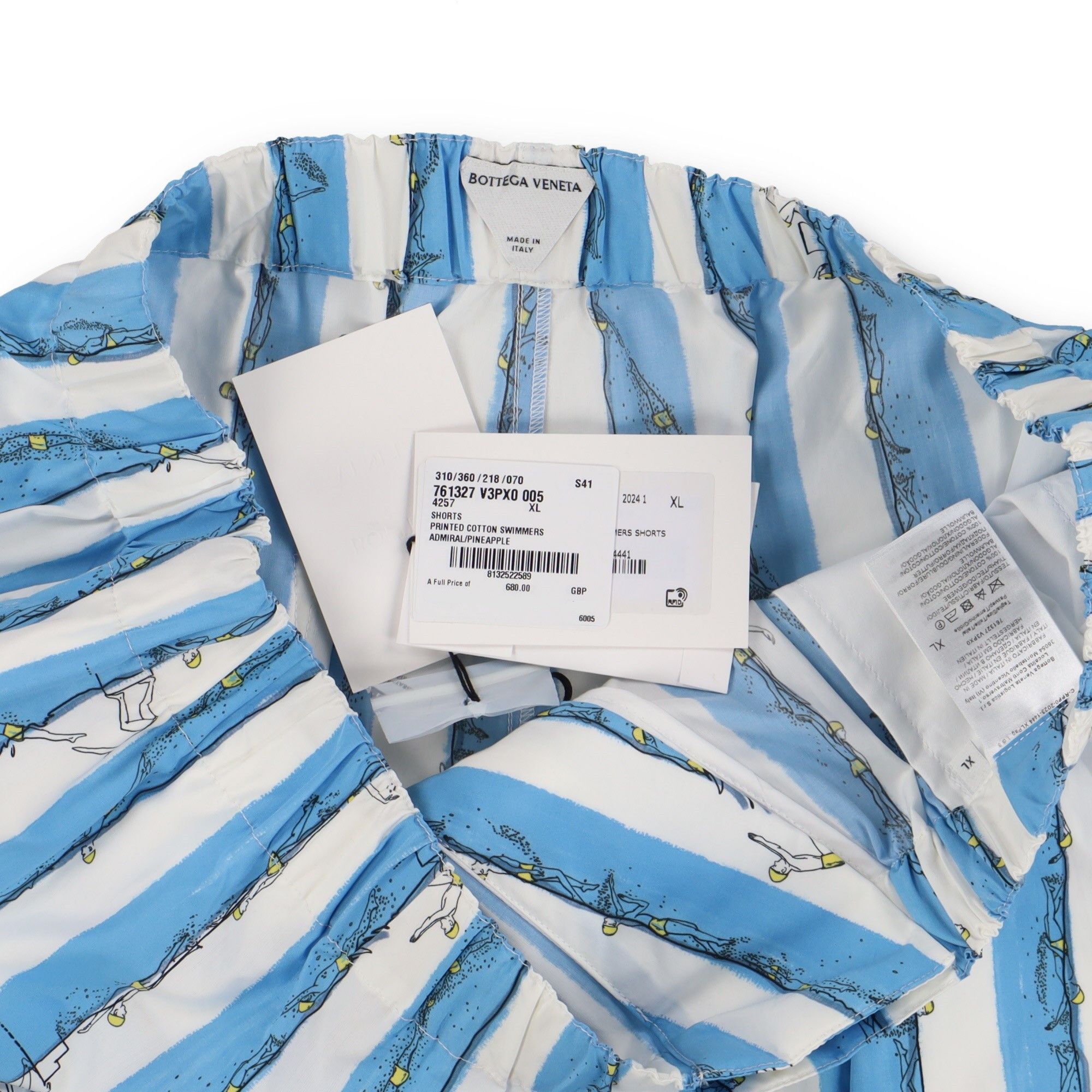 Bottega Veneta Blue Swimmers Print Bermuda Shorts Size US 36 / EU 52 - 6 Thumbnail