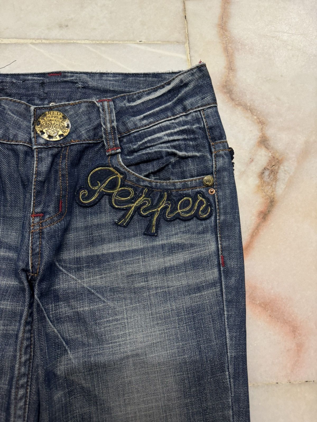 If Six Was Nine 💥BAGGY FLARE💥90's RED PEPPER BELL BOTTOM WHISKER LOW RISE Size US 28 / EU 44 - 6 Thumbnail
