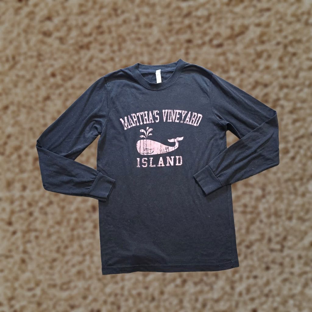Vintage Marthas Vineyard Top Womens Size S Blue Whale Crew Neck Long Sleeve Shirt Regular Knit Cotton Casual All Seasons Size S / US 4 / IT 40 - 1 Thumbnail