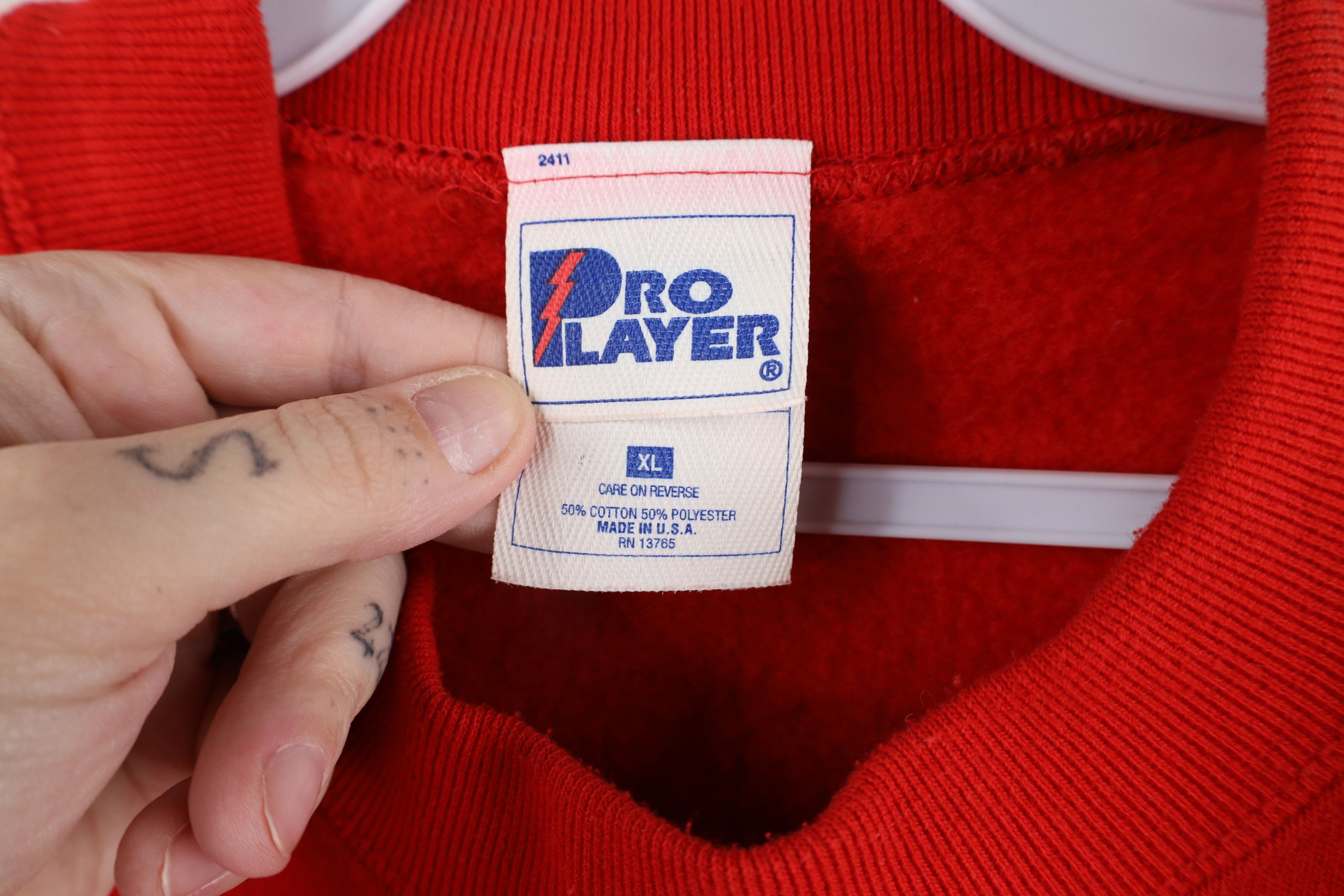 Vintage Vintage 90s State University Football Sweatshirt Red USA Size US XL / EU 56 / 4 - 4 Thumbnail