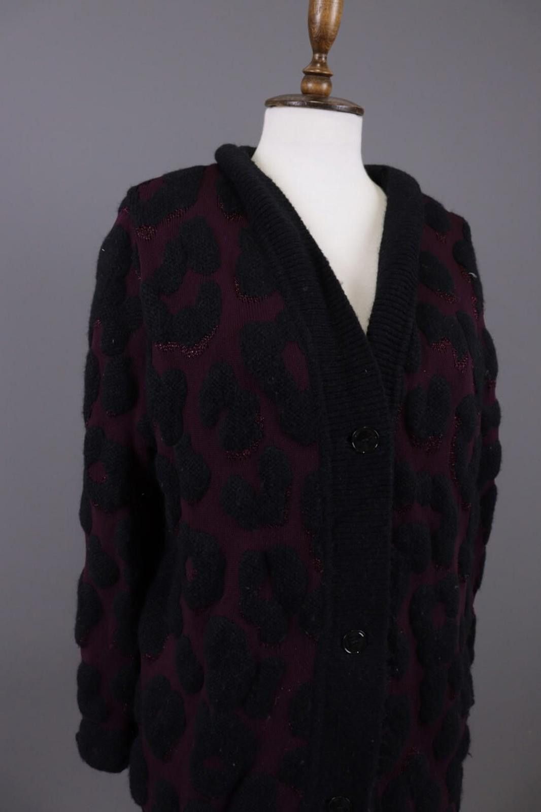 Designer Marc Cain Purple Alpaca Wool Animals Cardigan Sweater Size 3 Size M / US 6-8 / IT 42-44 - 7 Thumbnail