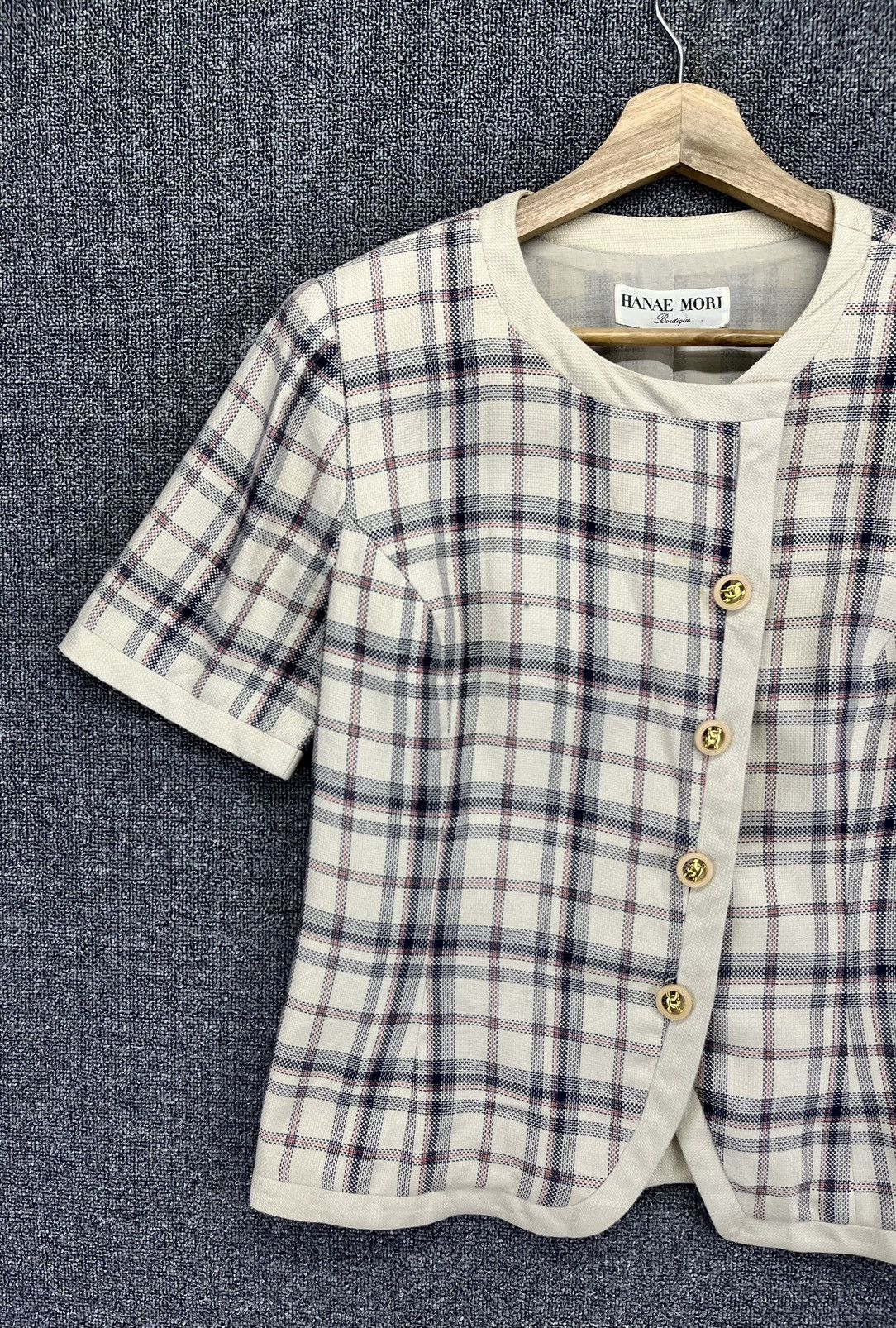 Hanae Mori Hanae Mori Shadow Plaid Button Up Shirts Blouse Cardigan Size M / US 6-8 / IT 42-44 - 3 Thumbnail