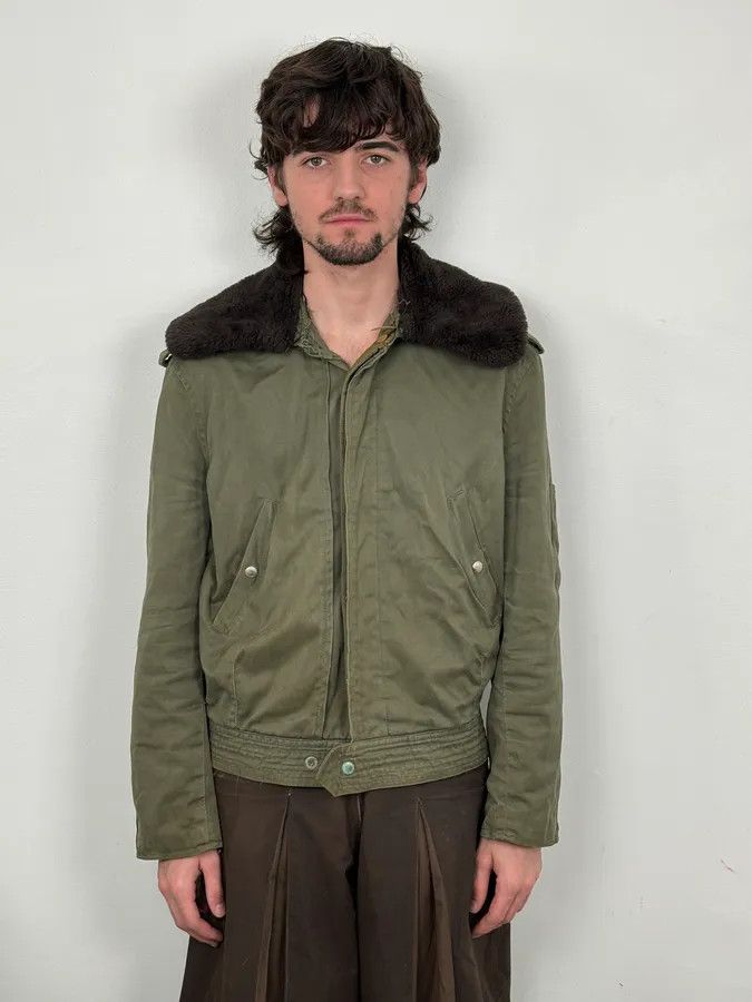 Vintage 1960s U.S. Army Khaki Military Fur Collar Jacket Size US S / EU 44-46 / 1 - 1 Thumbnail