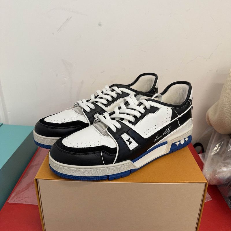 Louis Vuitton Louis Vuitton Trainer Sneakers in Black and Blue 0079 Size US 10.5 / EU 43-44 - 1 Thumbnail